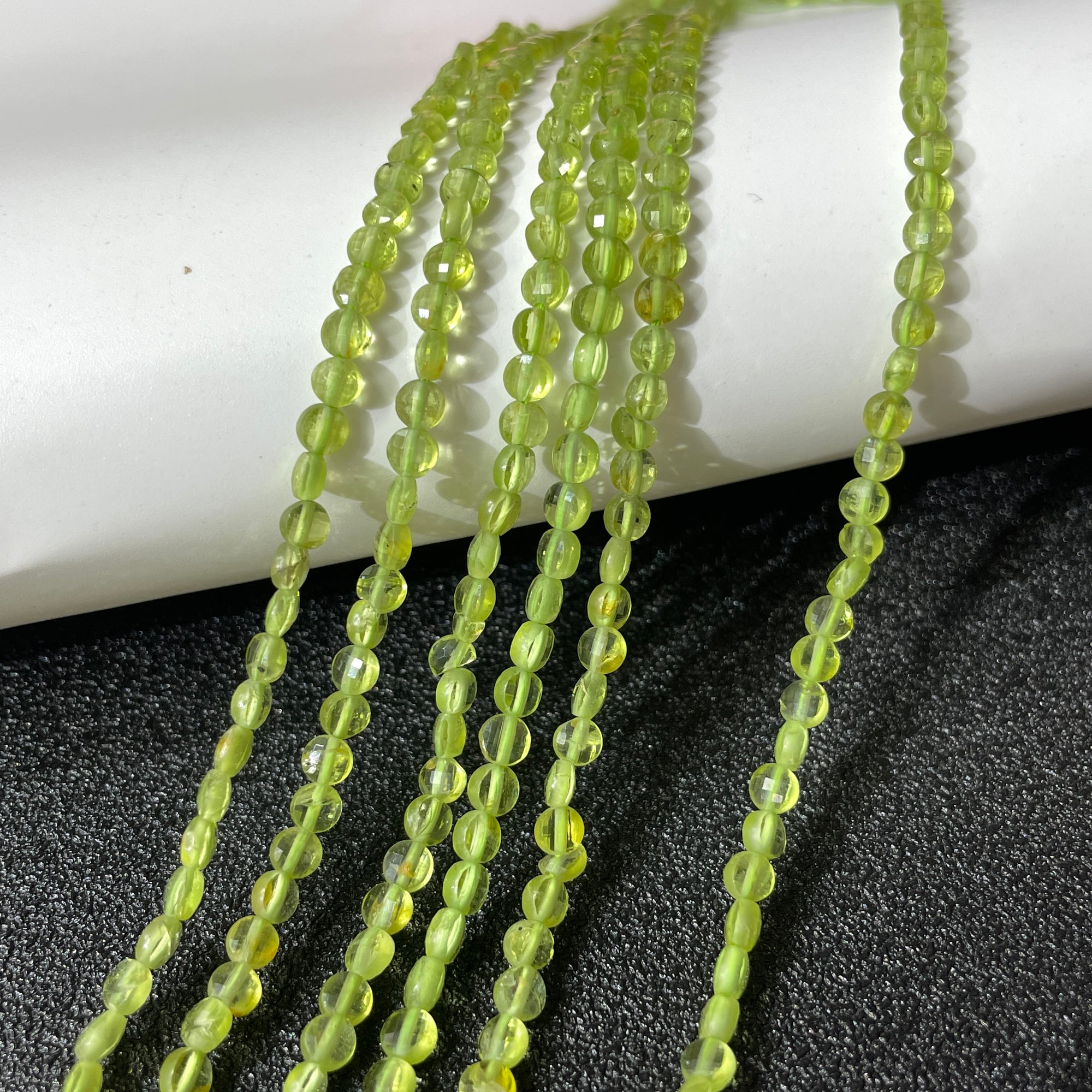 Peridot AA Grade Faceted Rondelle Bead Strand-Vertical Drilled