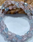 Morganite & Aquamarine AAA Grade Nugget Bead Triple-wrap Stretch Bracelet