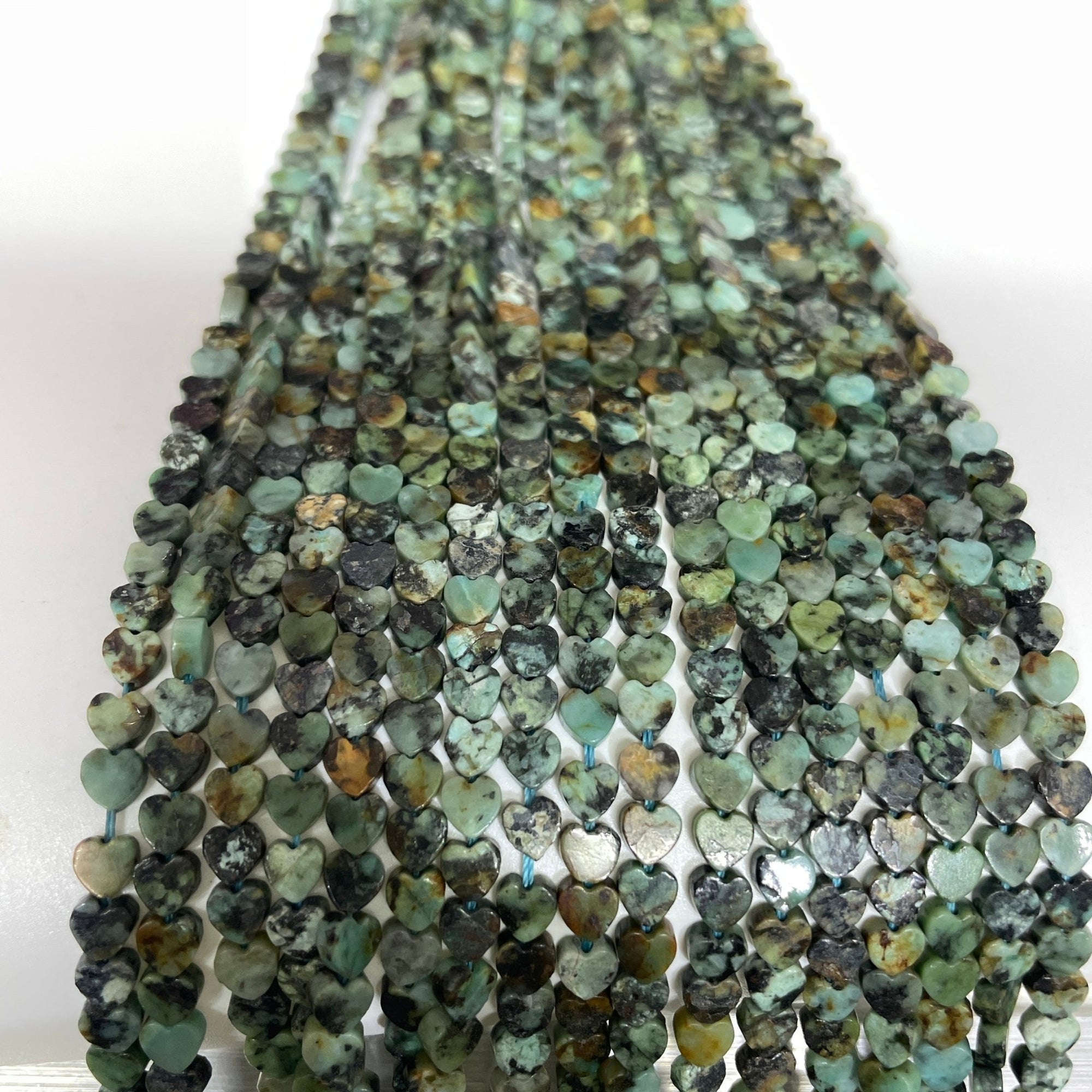 African Turquoise Double-Sided Flat Heart Shaped Bead Strand - RockZ Sourcing Hub