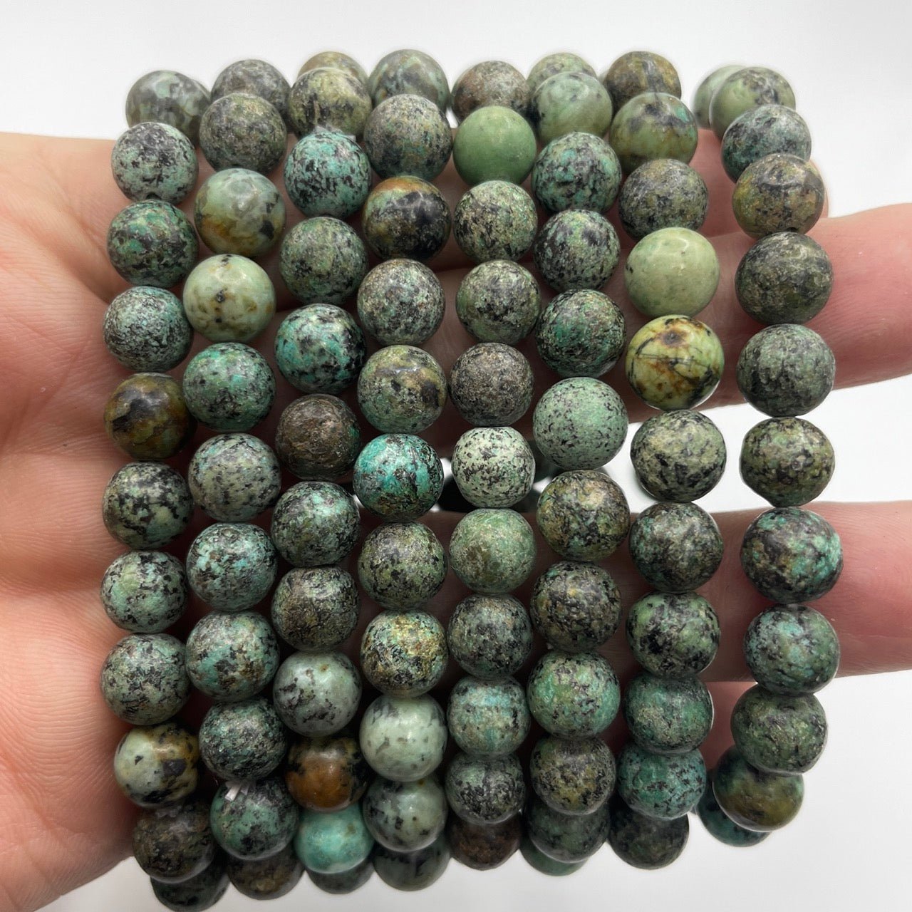 African Turquoise Round Bead Stretch Bracelet - RockZ Sourcing Hub