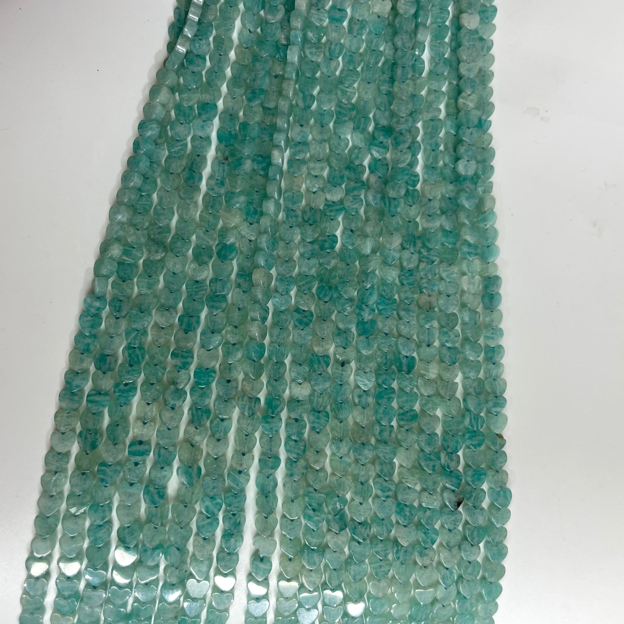Amazonite Double-Sided Flat Heart Shaped Bead Strand - RockZ Sourcing Hub