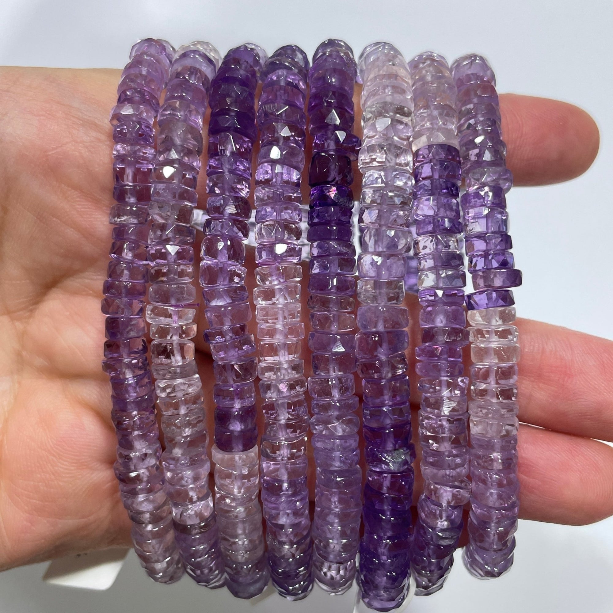 Amethyst AA Grade Faceted Rondelle Bead Stretch Bracelet - RockZ Sourcing Hub