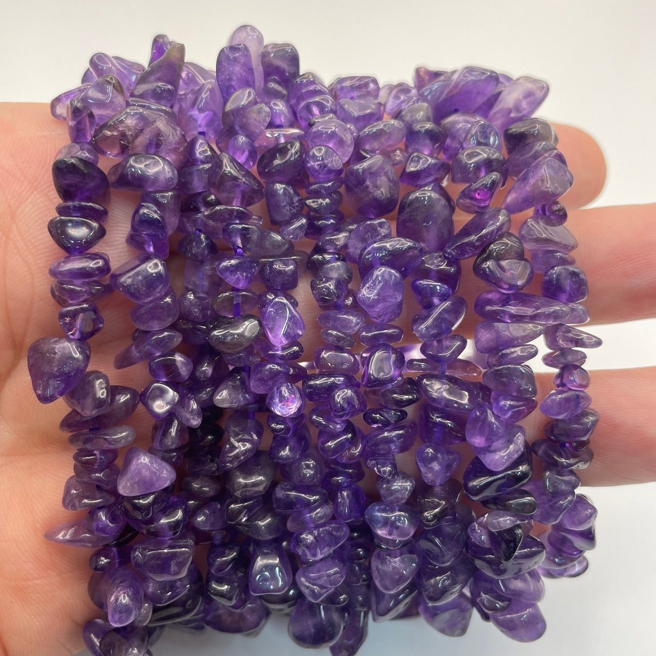 Amethyst Drilled Chips Stretch Bracelet - RockZ Sourcing Hub
