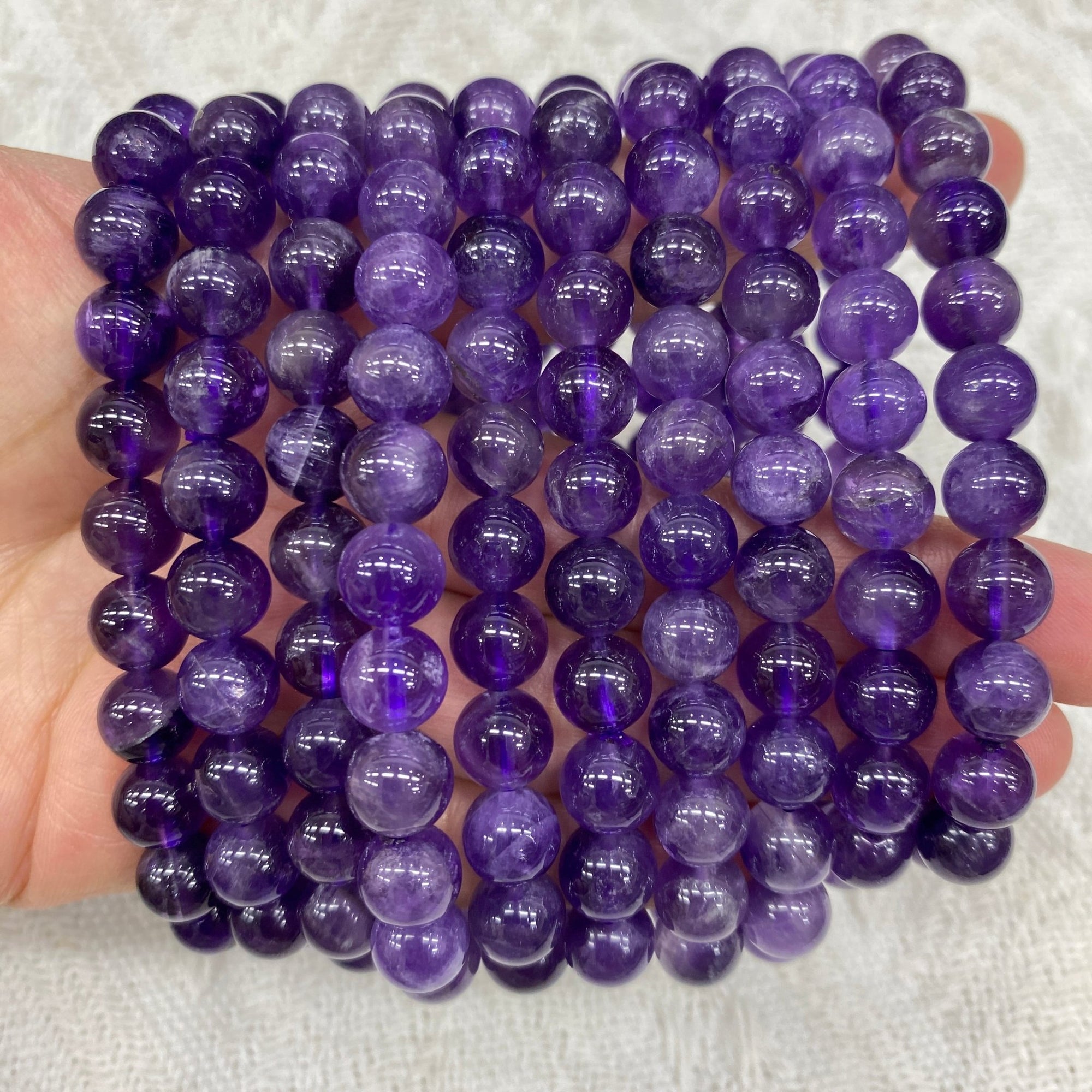 Amethyst Round Bead Stretch Bracelet - RockZ Sourcing Hub