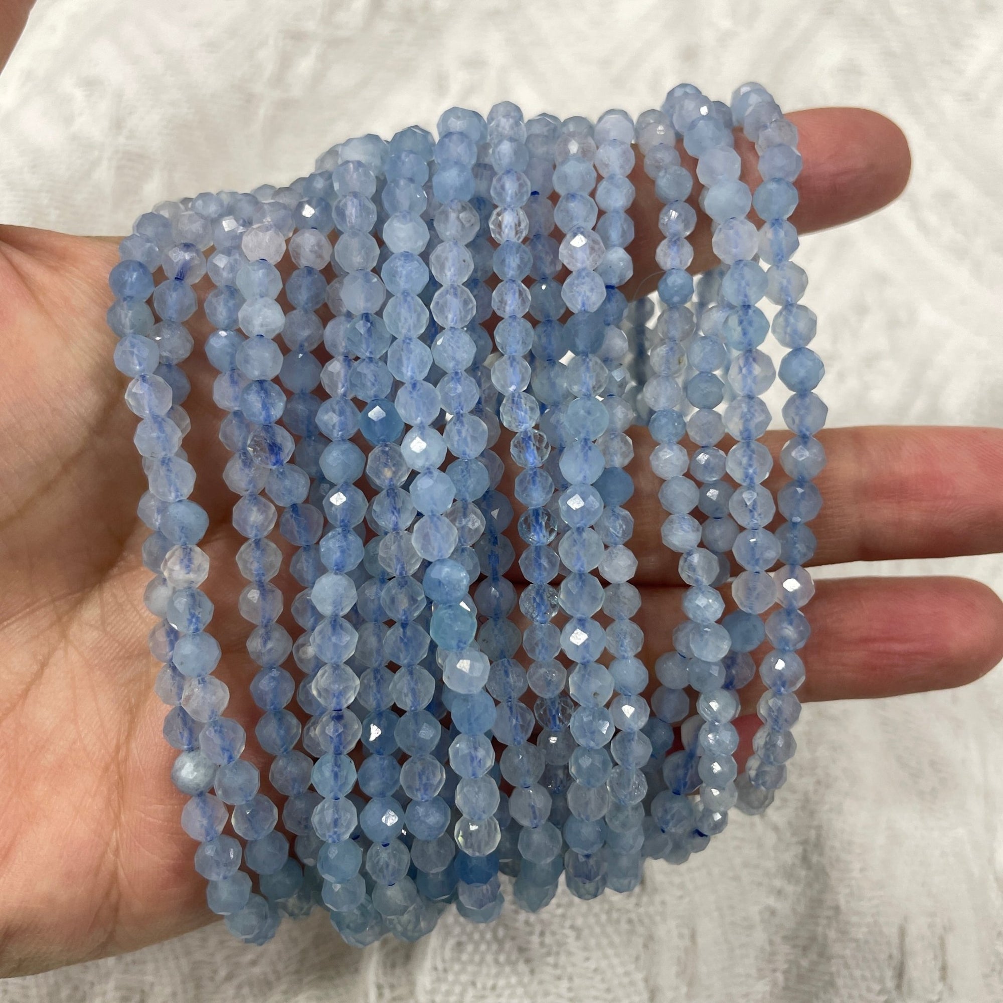 Aquamarine Faceted Bead Stretch Bracelet - RockZ Sourcing Hub