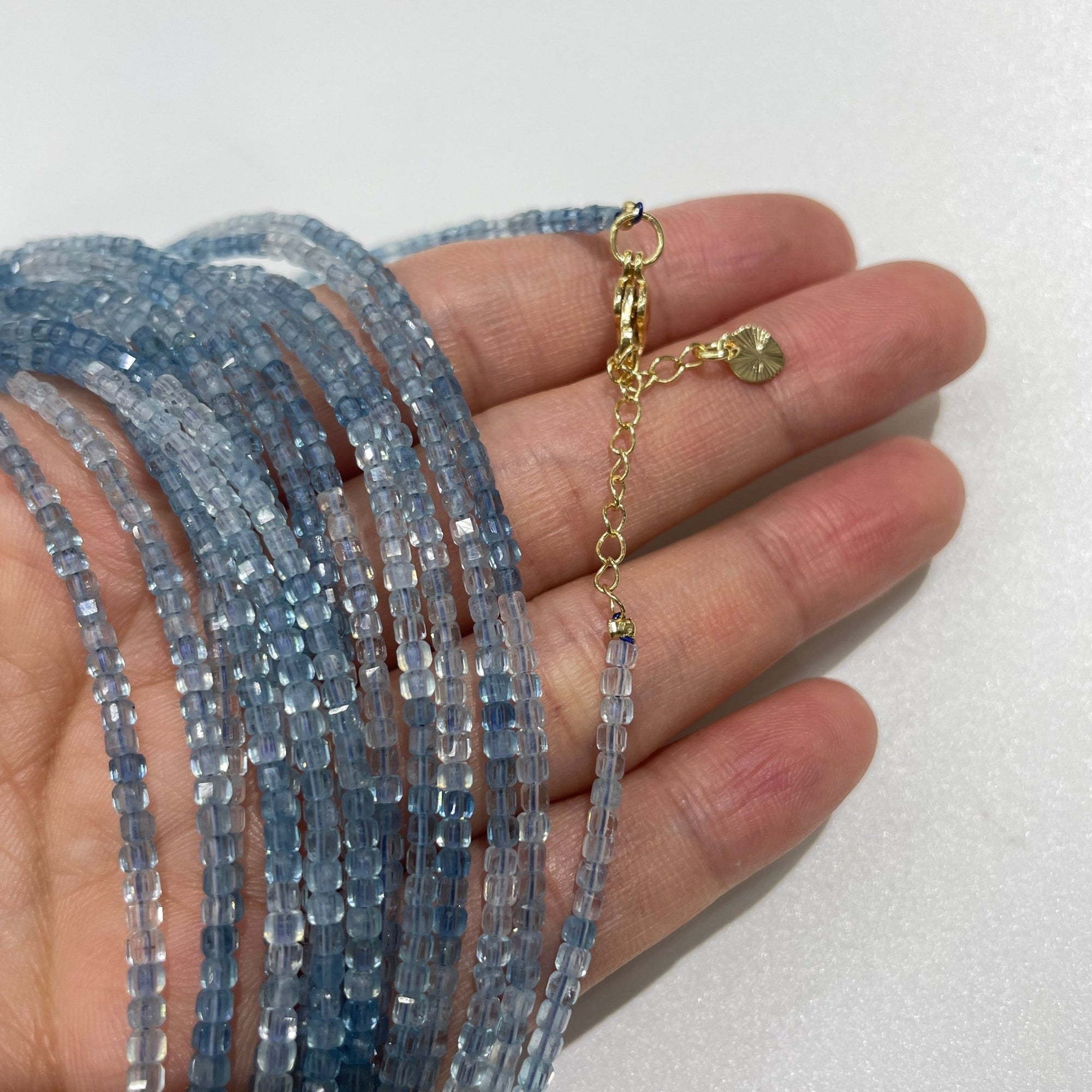 Aquamarine Micro Faceted Cube Collar Necklace - RockZ Sourcing Hub
