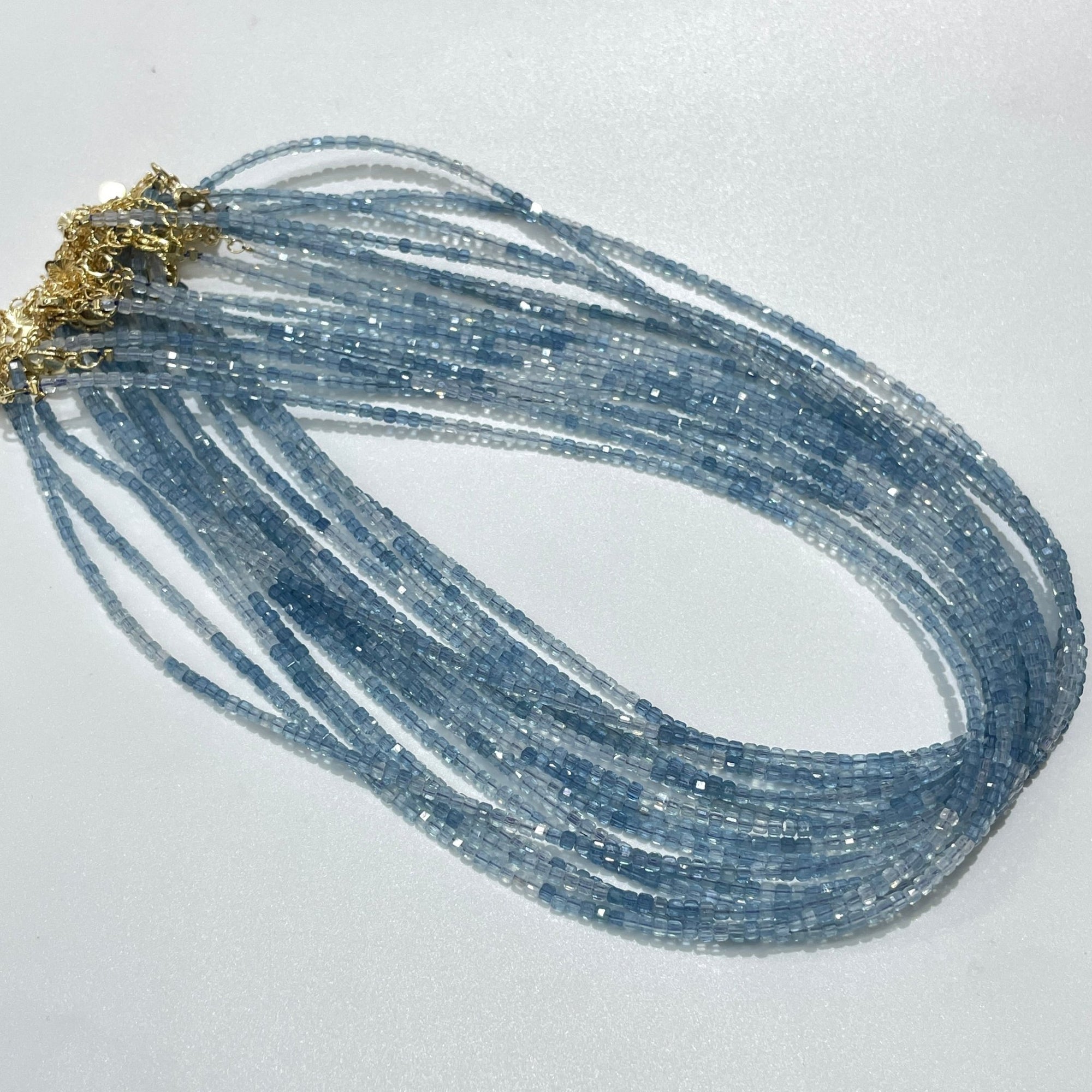 Aquamarine Micro Faceted Cube Collar Necklace - RockZ Sourcing Hub