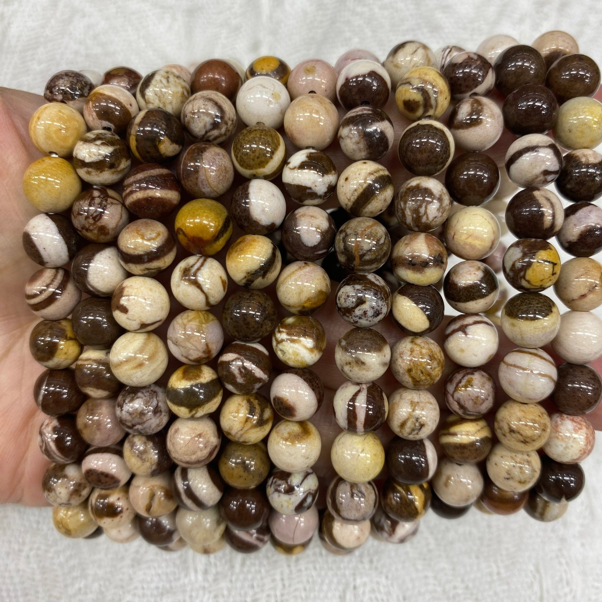 Australia Zebra Jasper Round Bead Stretch Bracelet - RockZ Sourcing Hub
