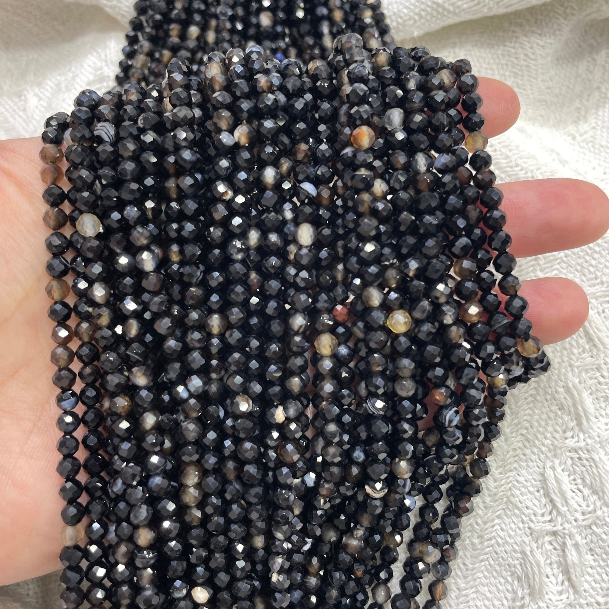 Black Agate Faceted Bead Strand - RockZ Sourcing Hub