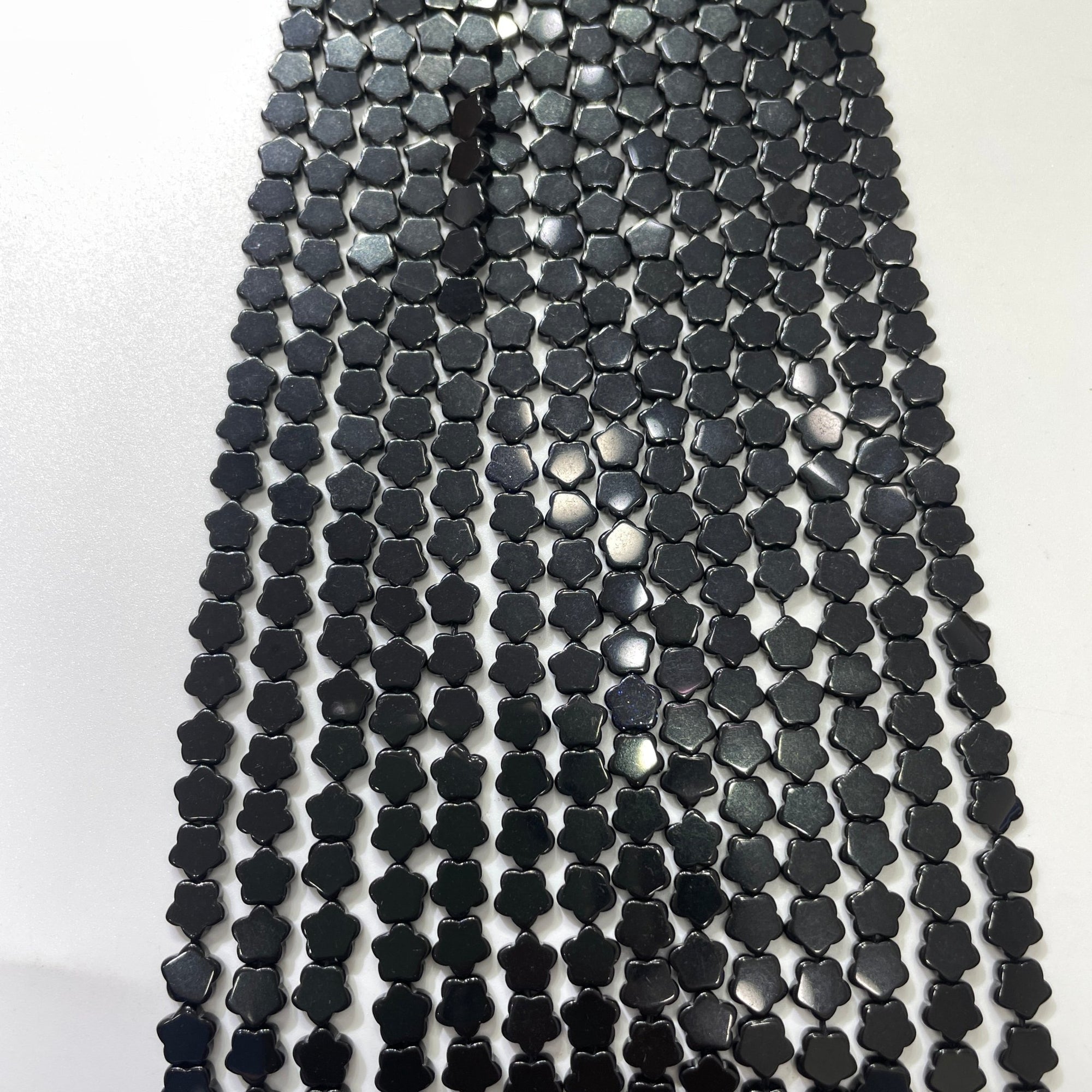 Black Obsidian Double-Sided Flat Flower Shaped Bead Strand - RockZ Sourcing Hub