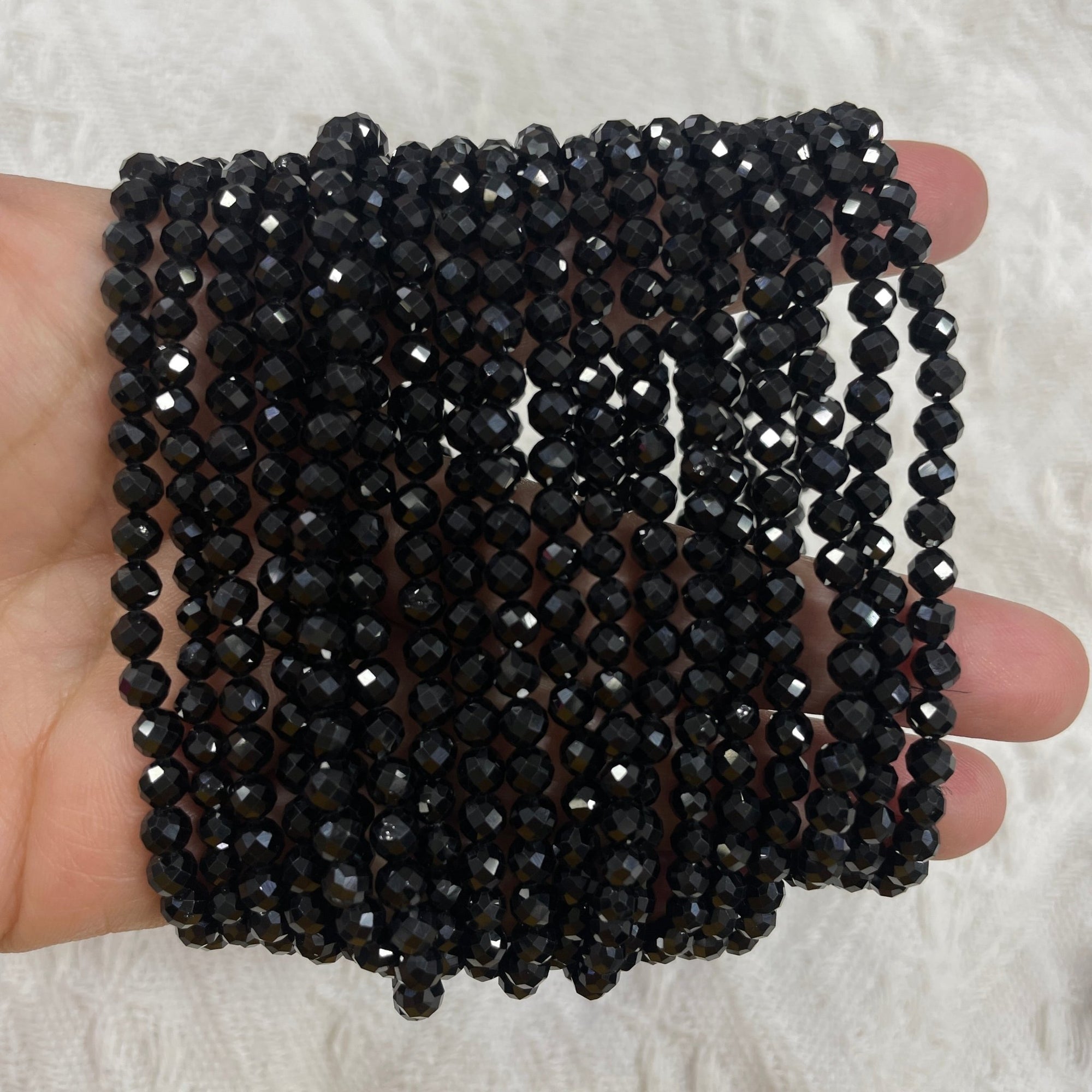 Black Spinel Faceted Bead Stretch Bracelet - RockZ Sourcing Hub