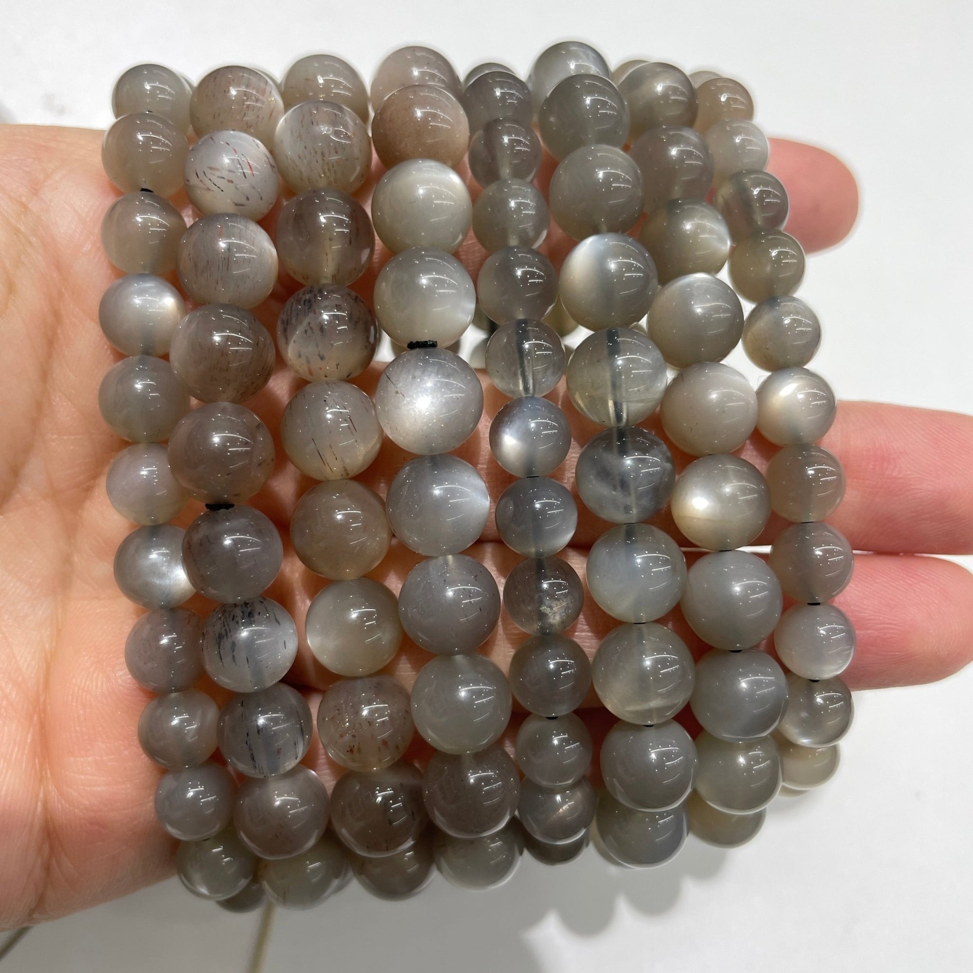 Black Sunstone &amp; Black Moonstone Round Bead Stretch Bracelet - RockZ Sourcing Hub