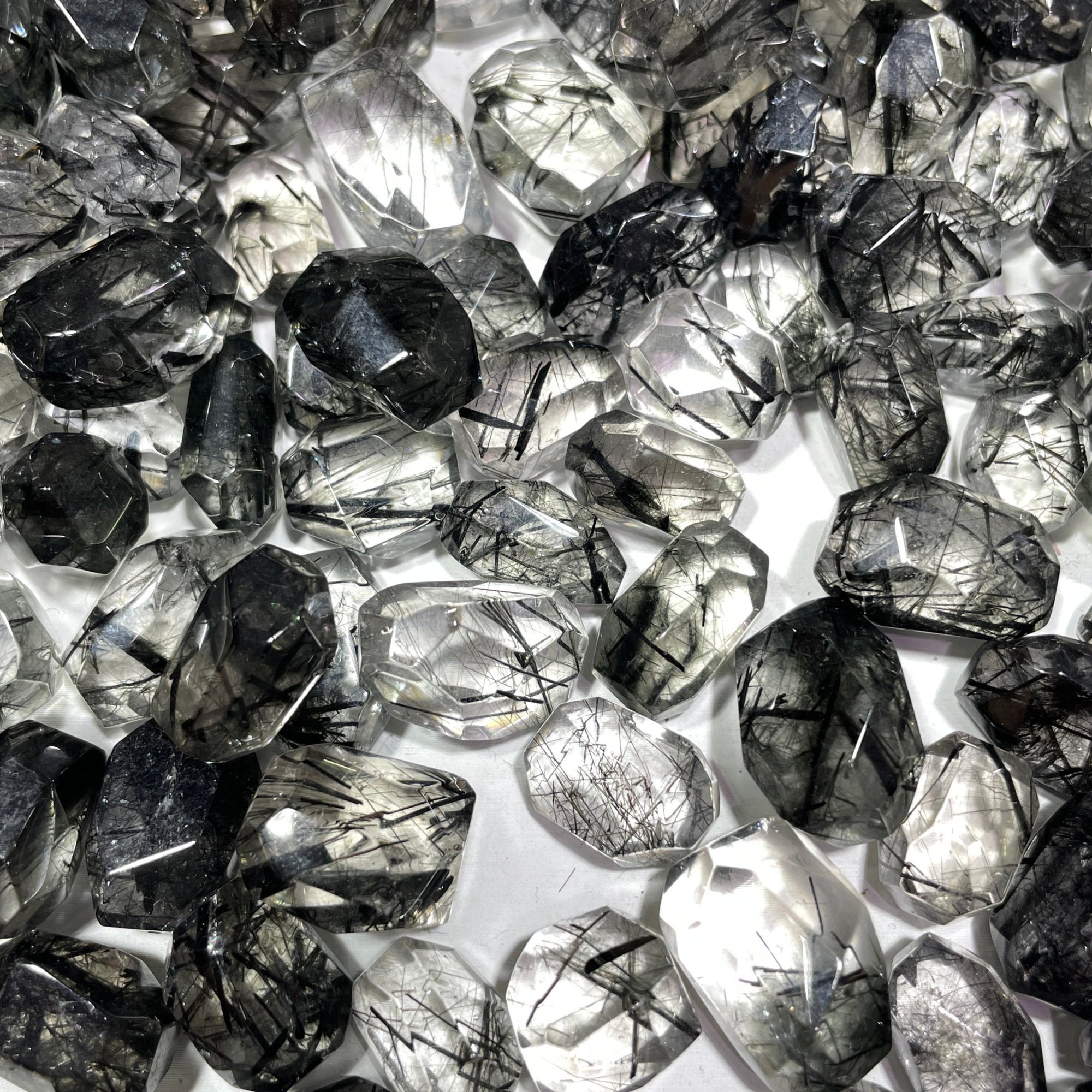 Black Tourmaline in Quartz AAA Grade Irregular Freeform Faceted Beads - RockZ Sourcing Hub