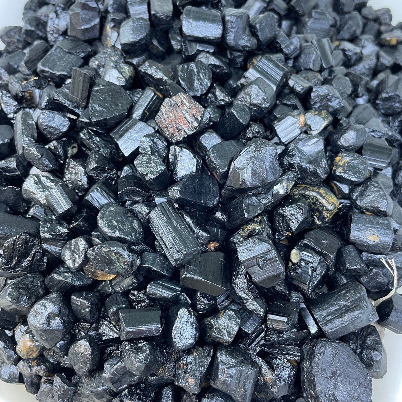 Natural raw black tourmaline with real inclusions