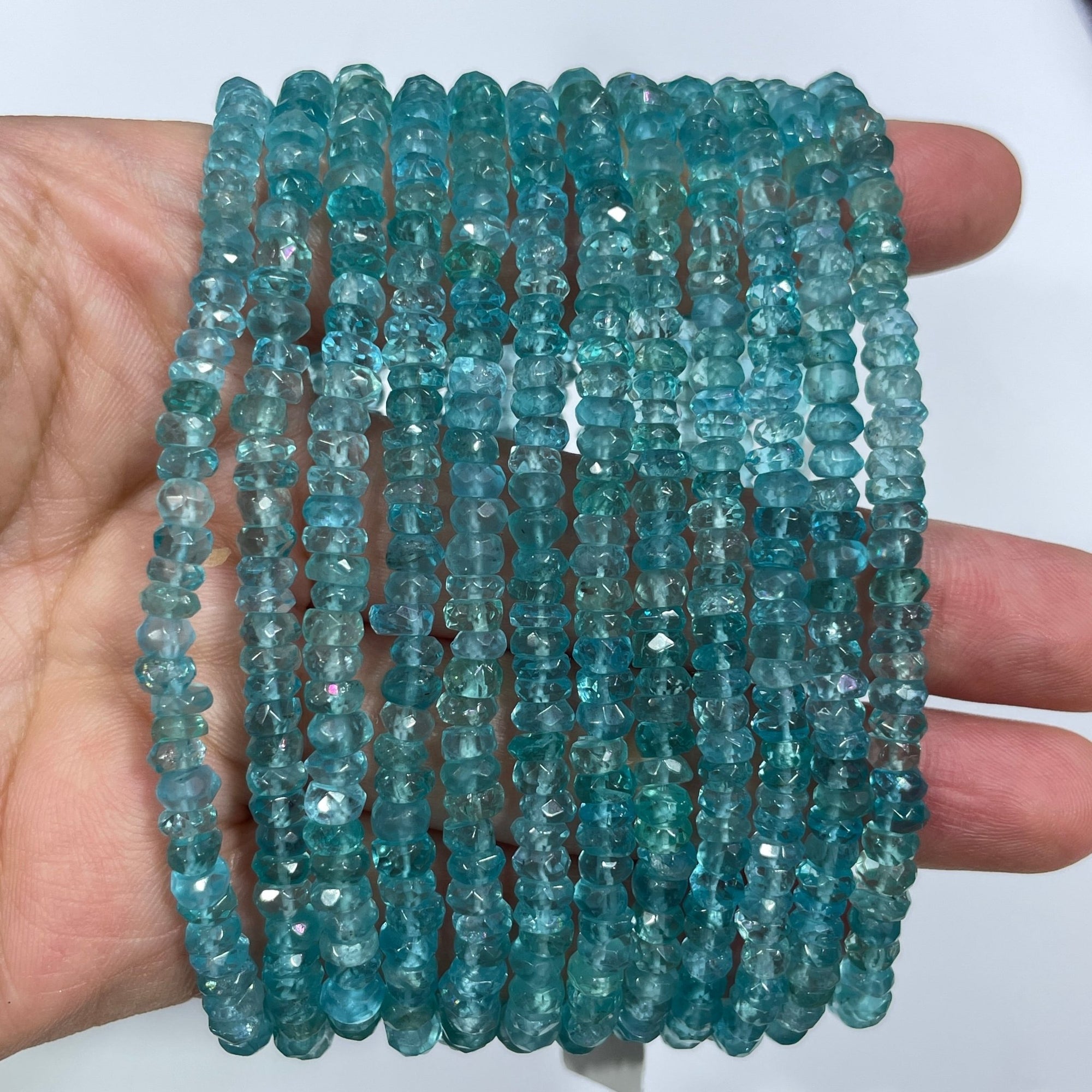 Blue Apatite AAA Grade Faceted Rondelle Bead Stretch Bracelet - RockZ Sourcing Hub