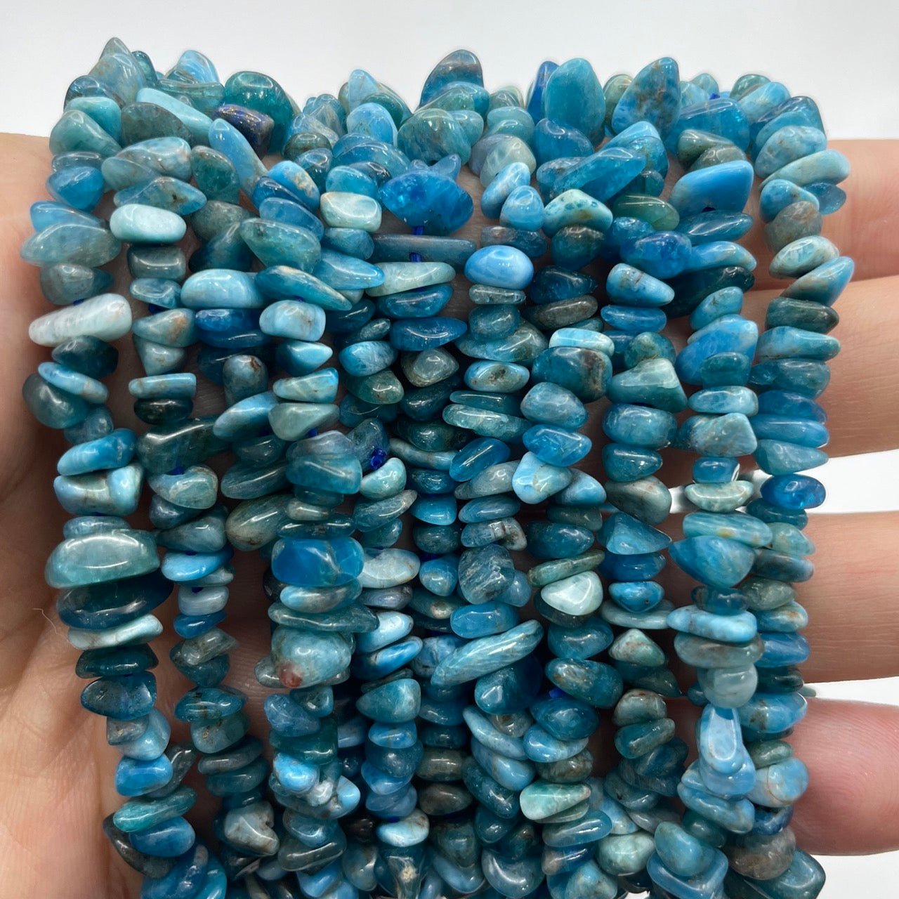 Blue Apatite Drilled Chips Stretch Bracelet - RockZ Sourcing Hub