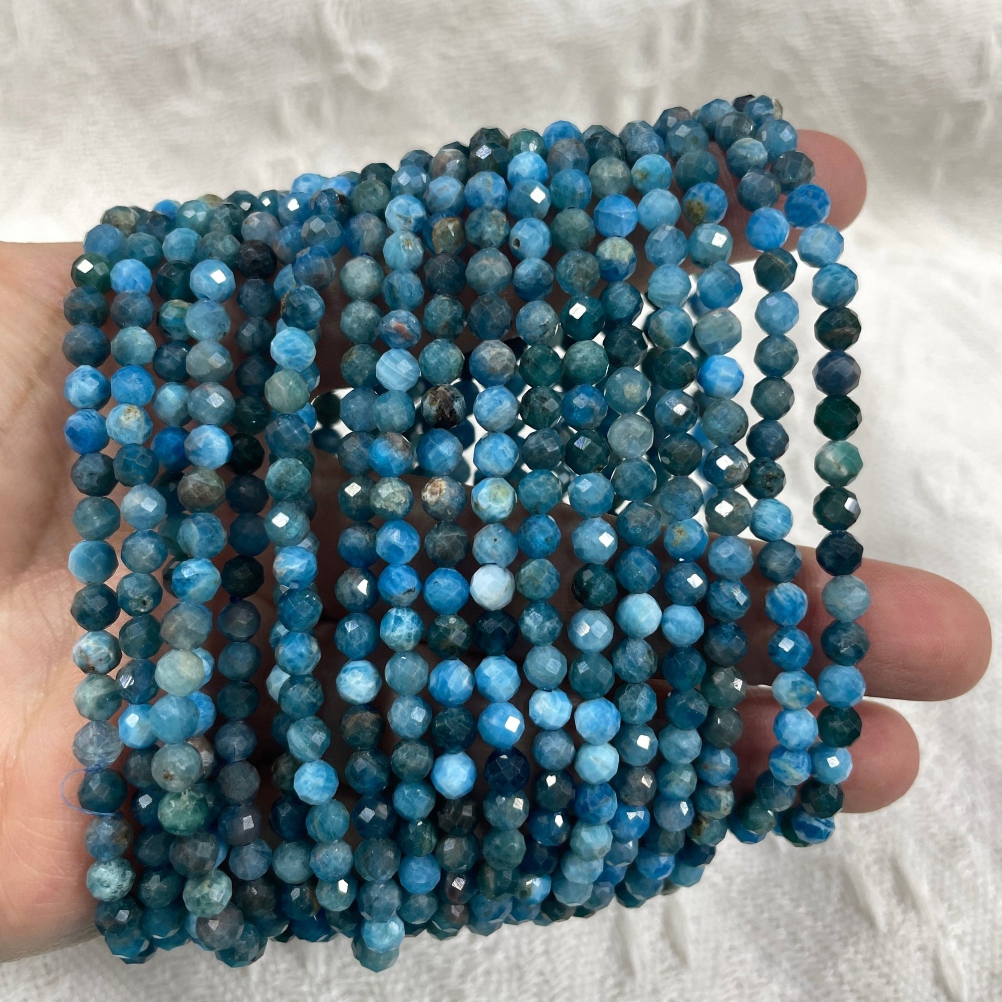 Blue Apatite Faceted Bead Stretch Bracelet - RockZ Sourcing Hub