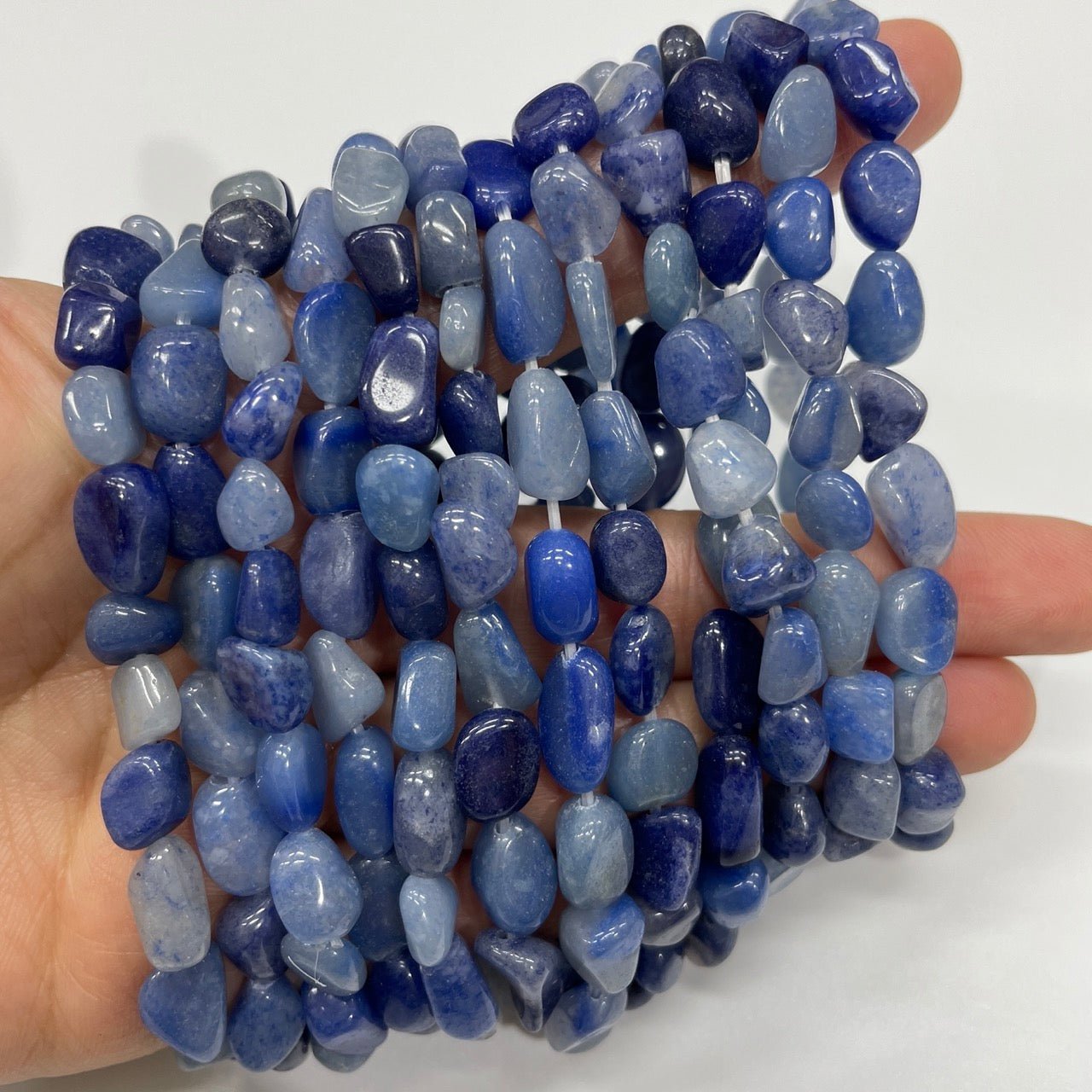 Blue Aventurine Drilled Nugget Stretch Bracelet - RockZ Sourcing Hub