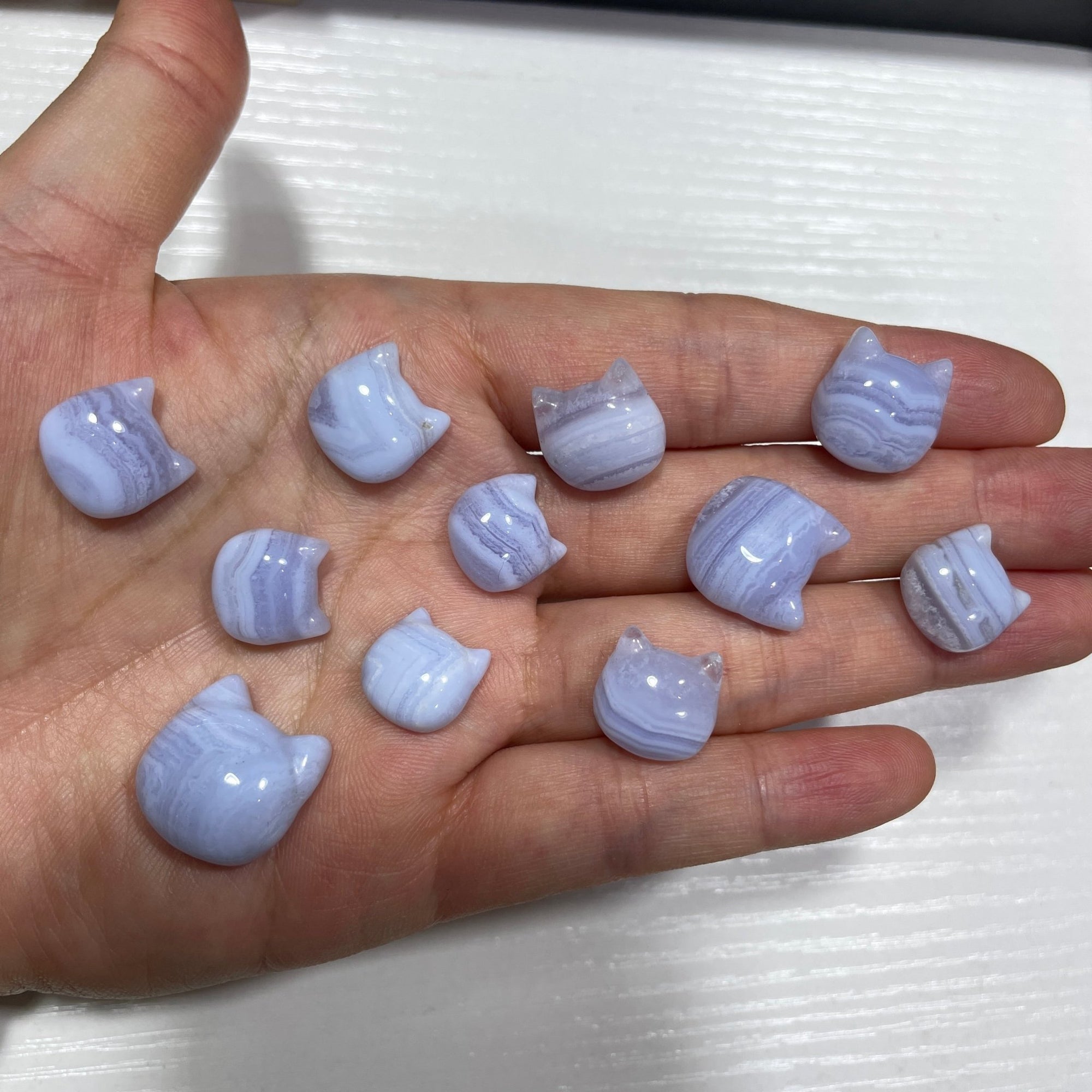 Blue Lace Agate AAA Grade Cat Head Cabochon Beads - RockZ Sourcing Hub