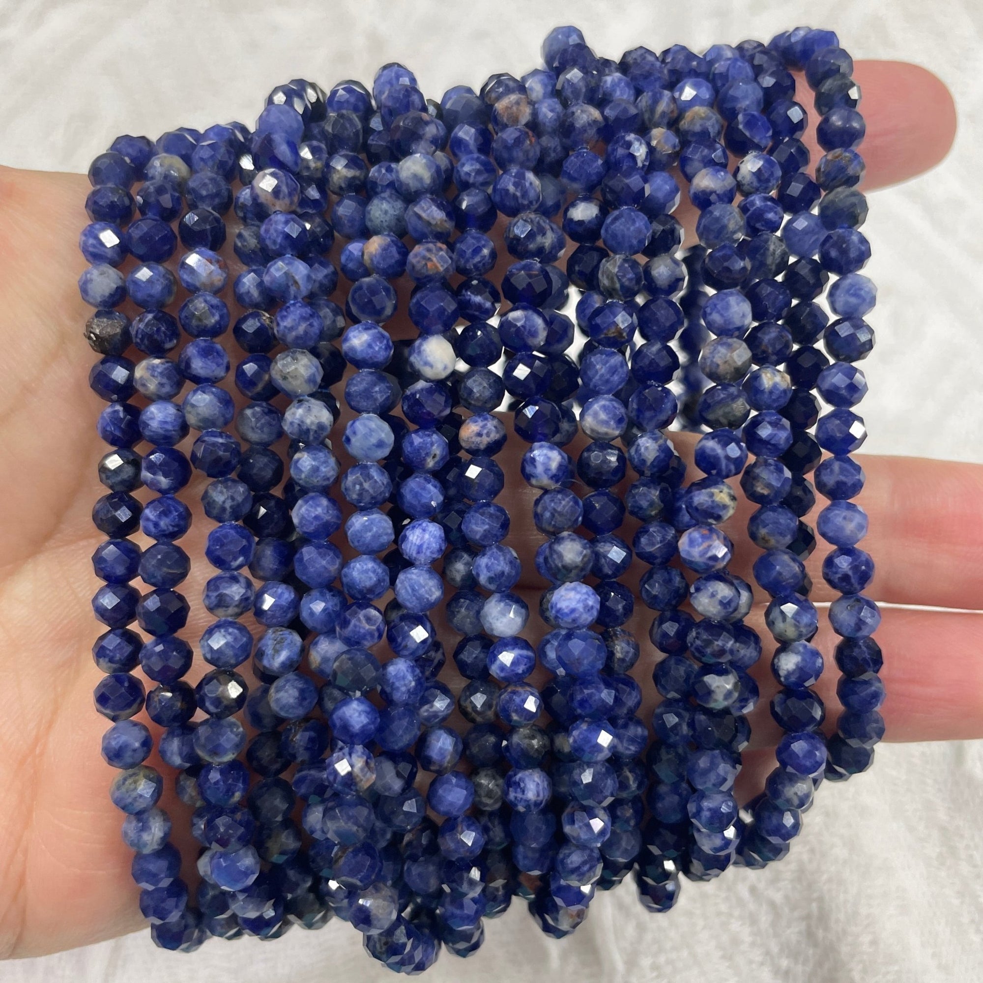 Blue Sodalite Faceted Bead Stretch Bracelet - RockZ Sourcing Hub