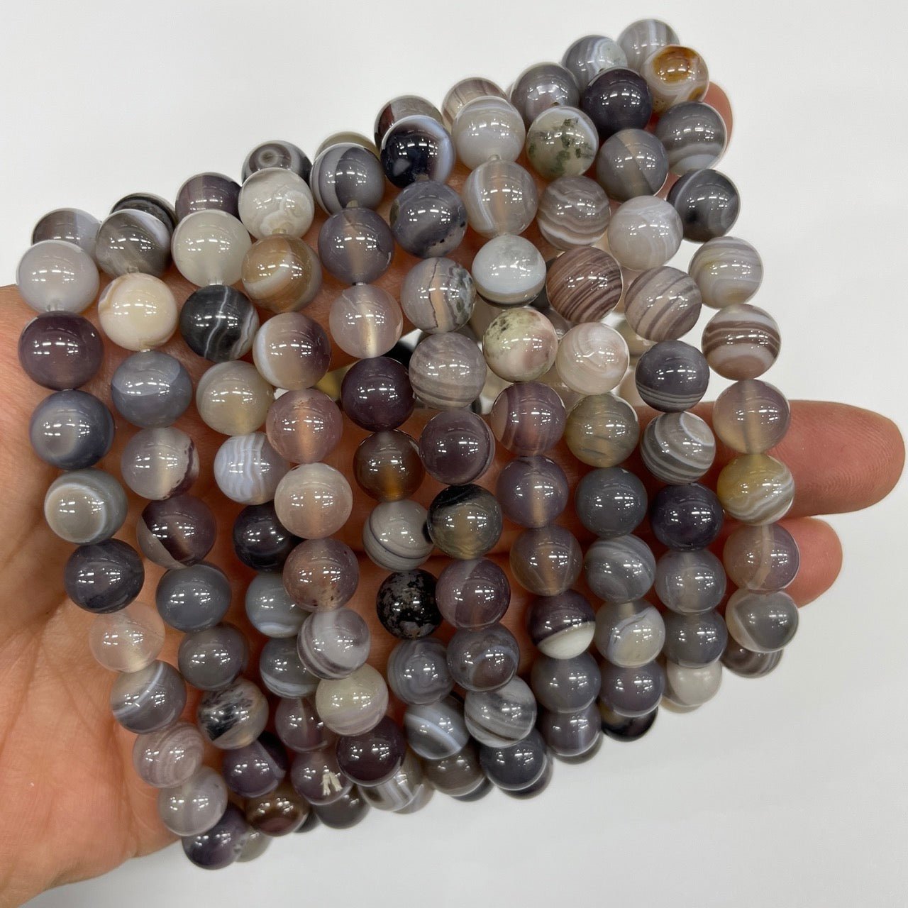 Botswana Agate Round Bead Stretch Bracelet - RockZ Sourcing Hub