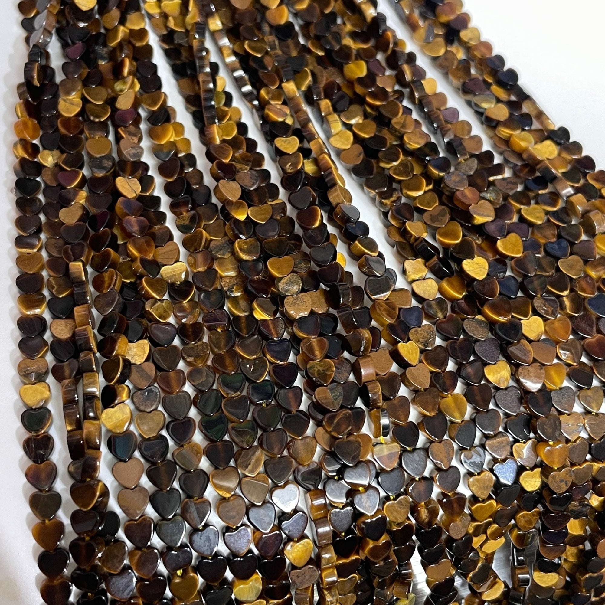 Brown Tiger's Eye Stone Double-Sided Flat Heart Shaped Bead Strand - RockZ Sourcing Hub