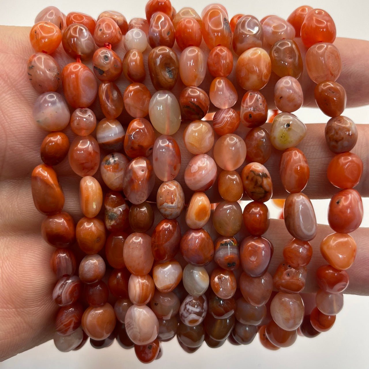 Carnelian Drilled Nugget Stretch Bracelet - RockZ Sourcing Hub