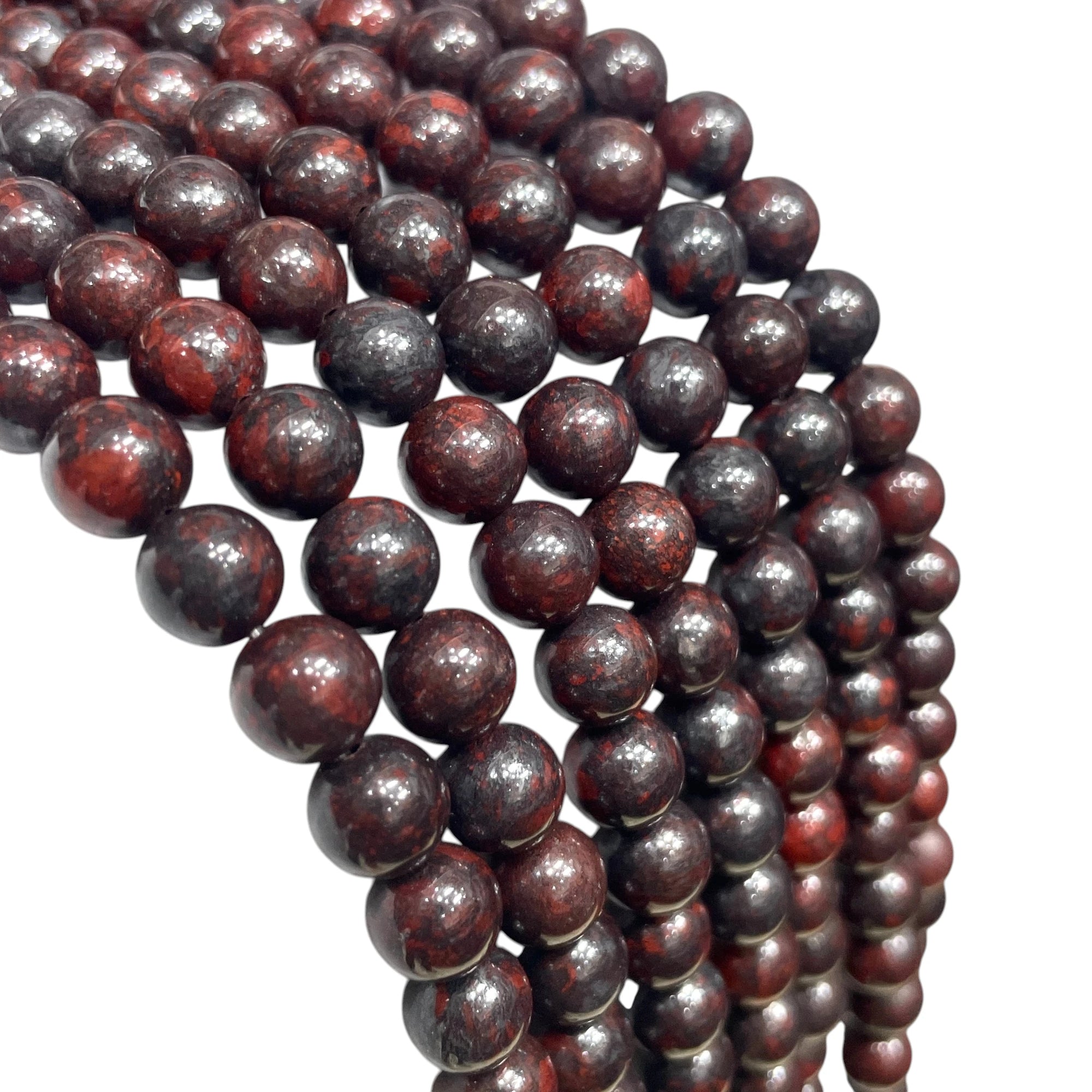 Chicken Blood Stone|Orintal Jasper Round Bead Strand
