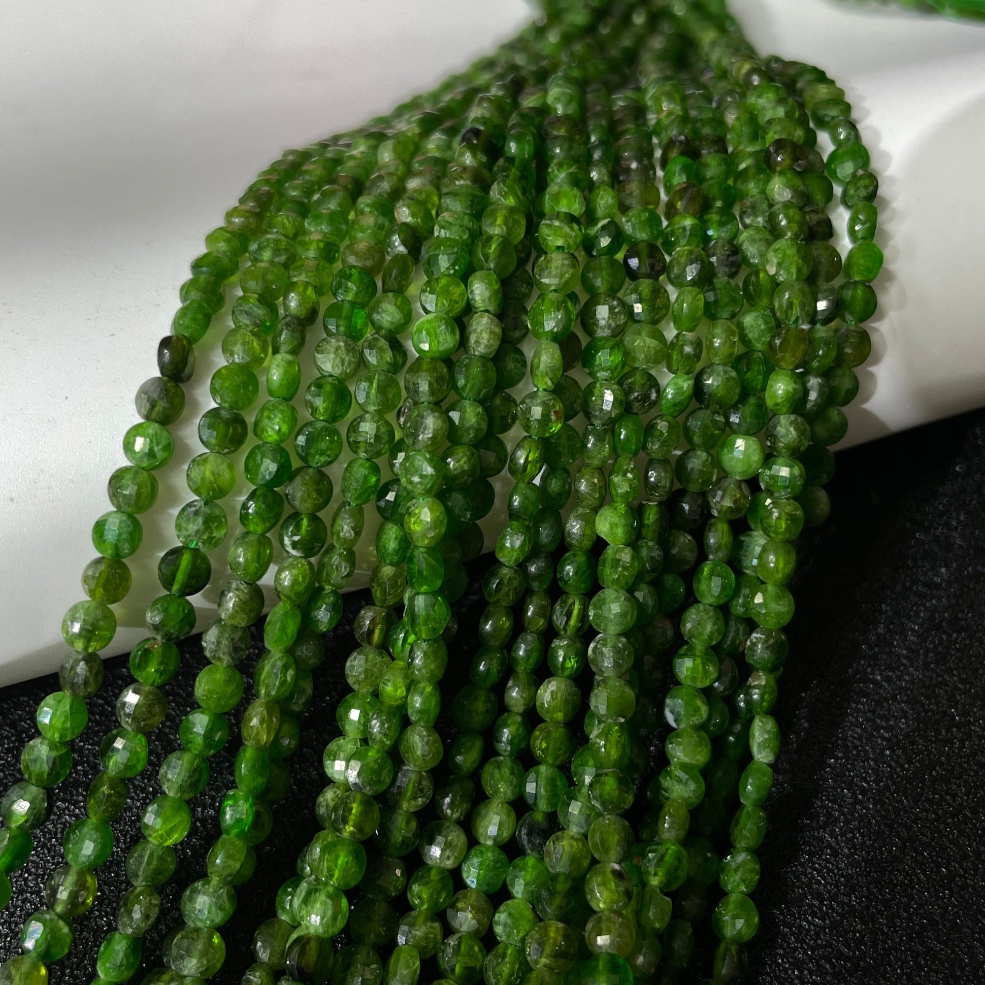 Chrome Diopside Faceted Rondelle Bead Strand-Vertical Drilled - RockZ Sourcing Hub