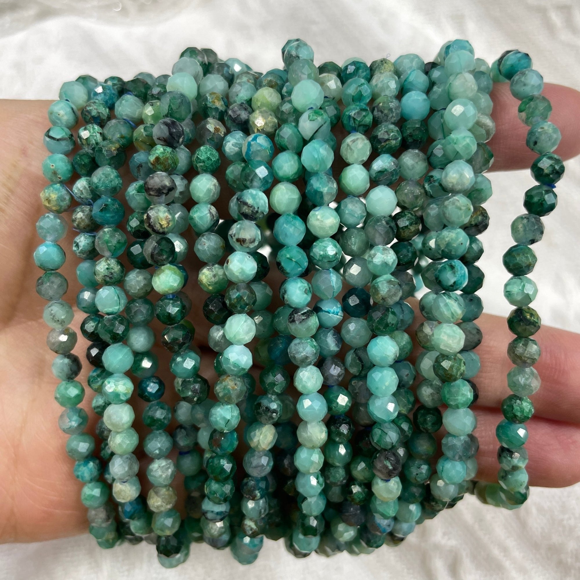 Chrysocolla & Malachite Faceted Bead Stretch Bracelet - RockZ Sourcing Hub