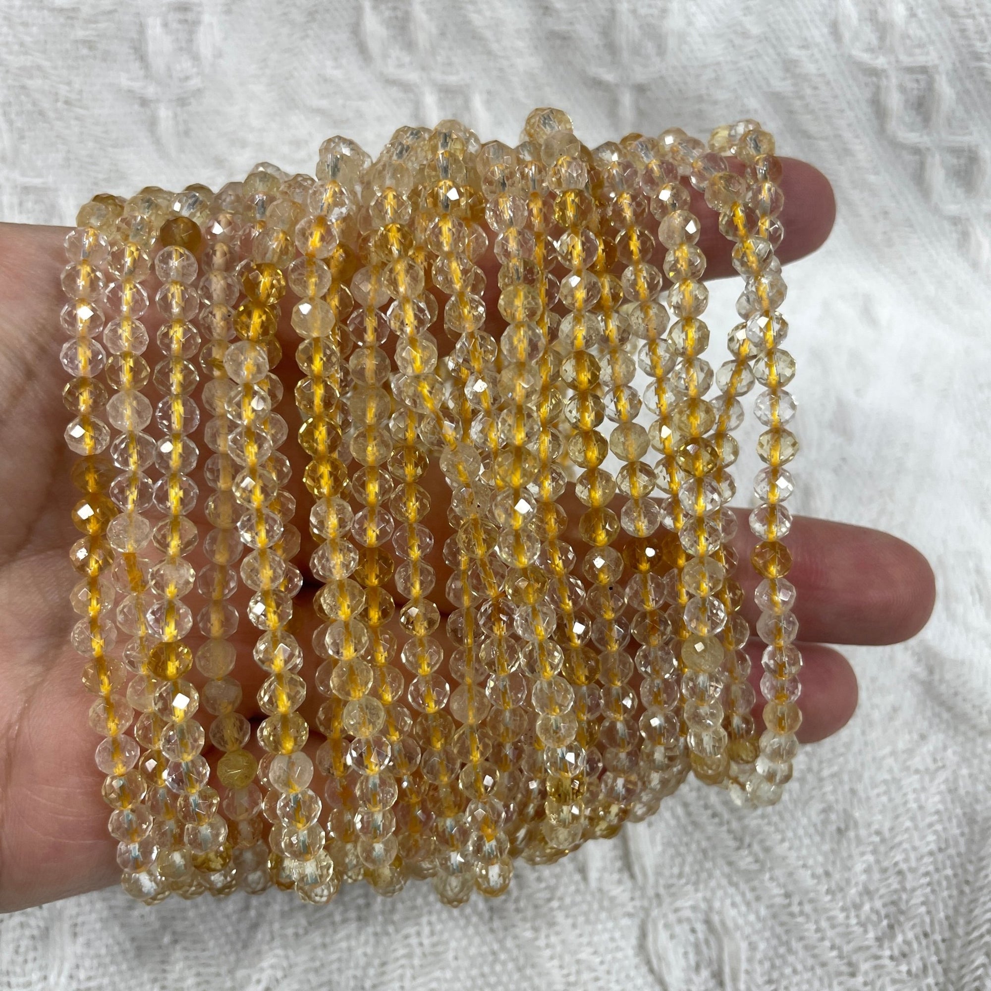 Citrine(Heat Treated Amethyst) Faceted Bead Stretch Bracelet - RockZ Sourcing Hub