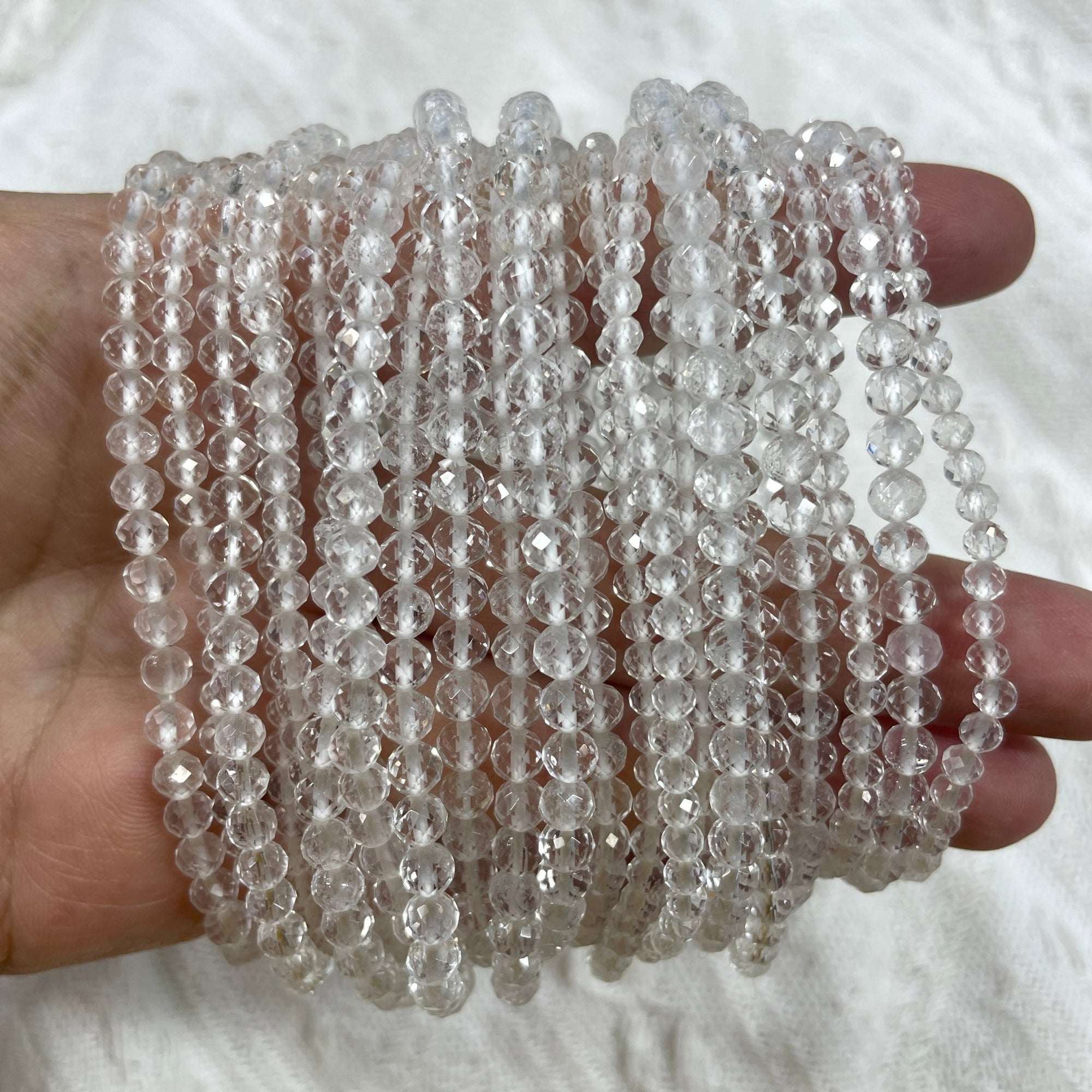 Clear Quartz Faceted Bead Stretch Bracelet - RockZ Sourcing Hub