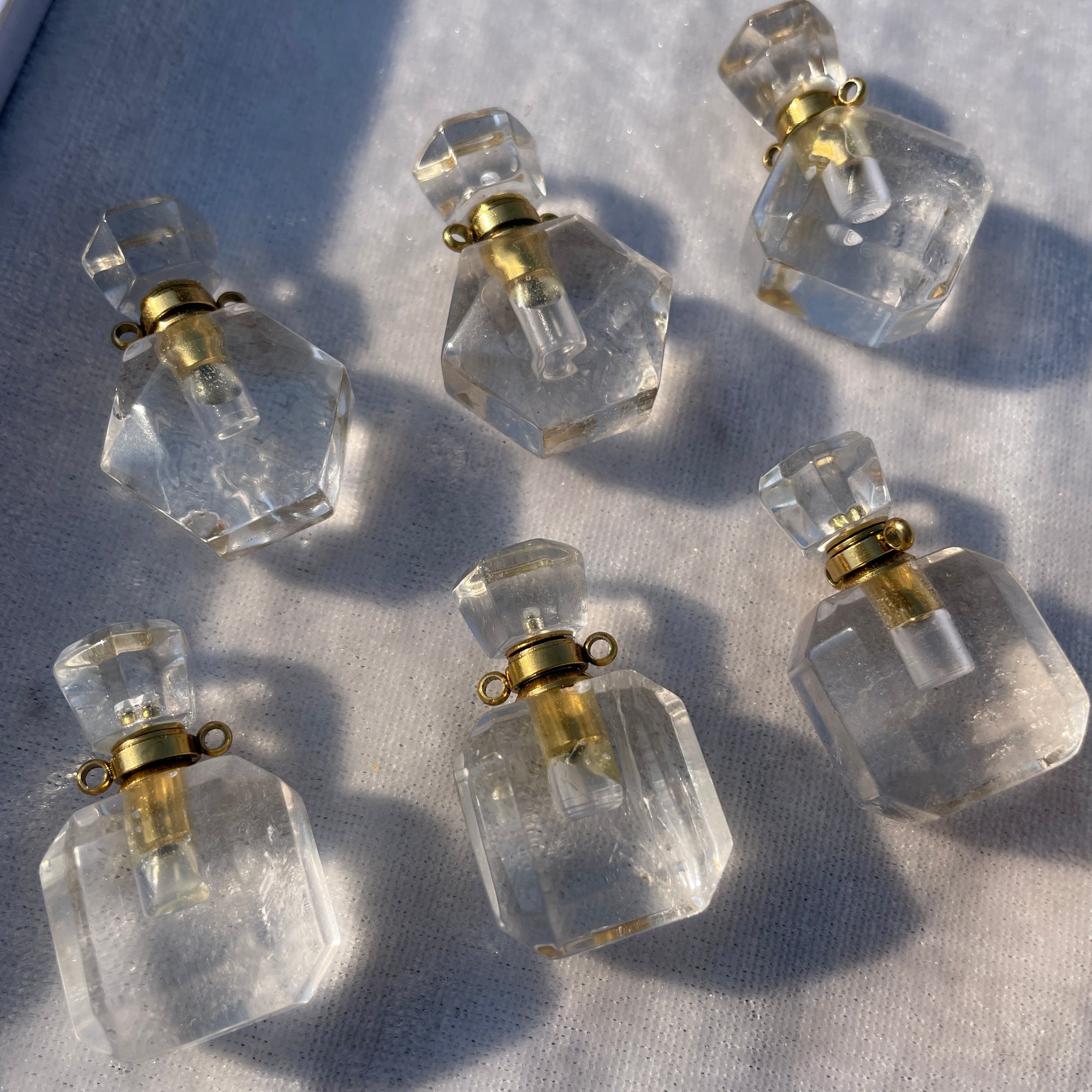 mini clear quartz perfume bottle