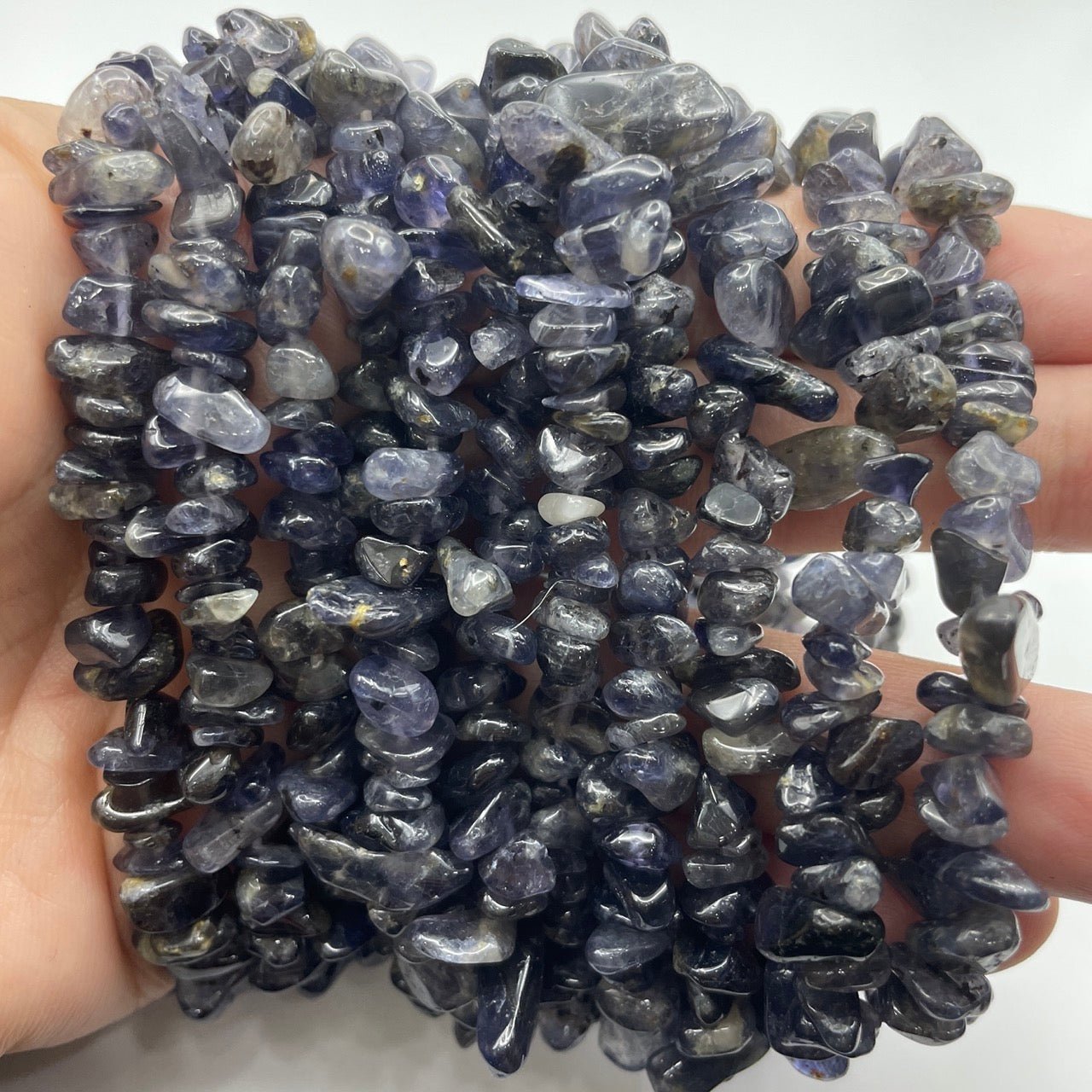 Cordierite/Lolite Drilled Chips Stretch Bracelet - RockZ Sourcing Hub