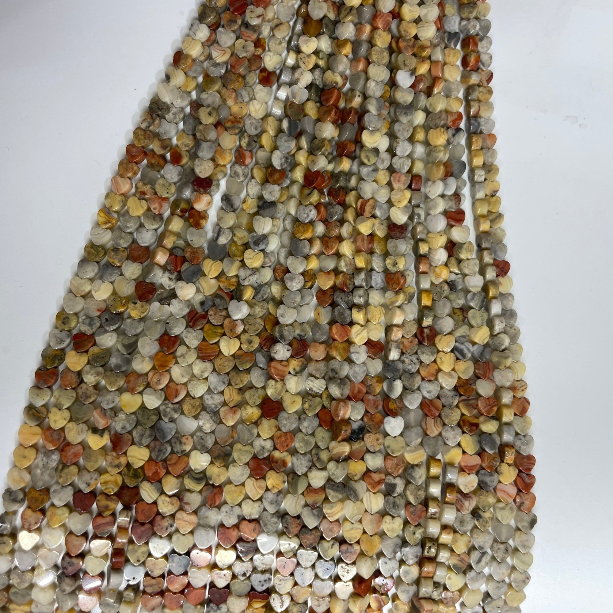 Crazy Agate Double-Sided Flat Heart Shaped Bead Strand - RockZ Sourcing Hub