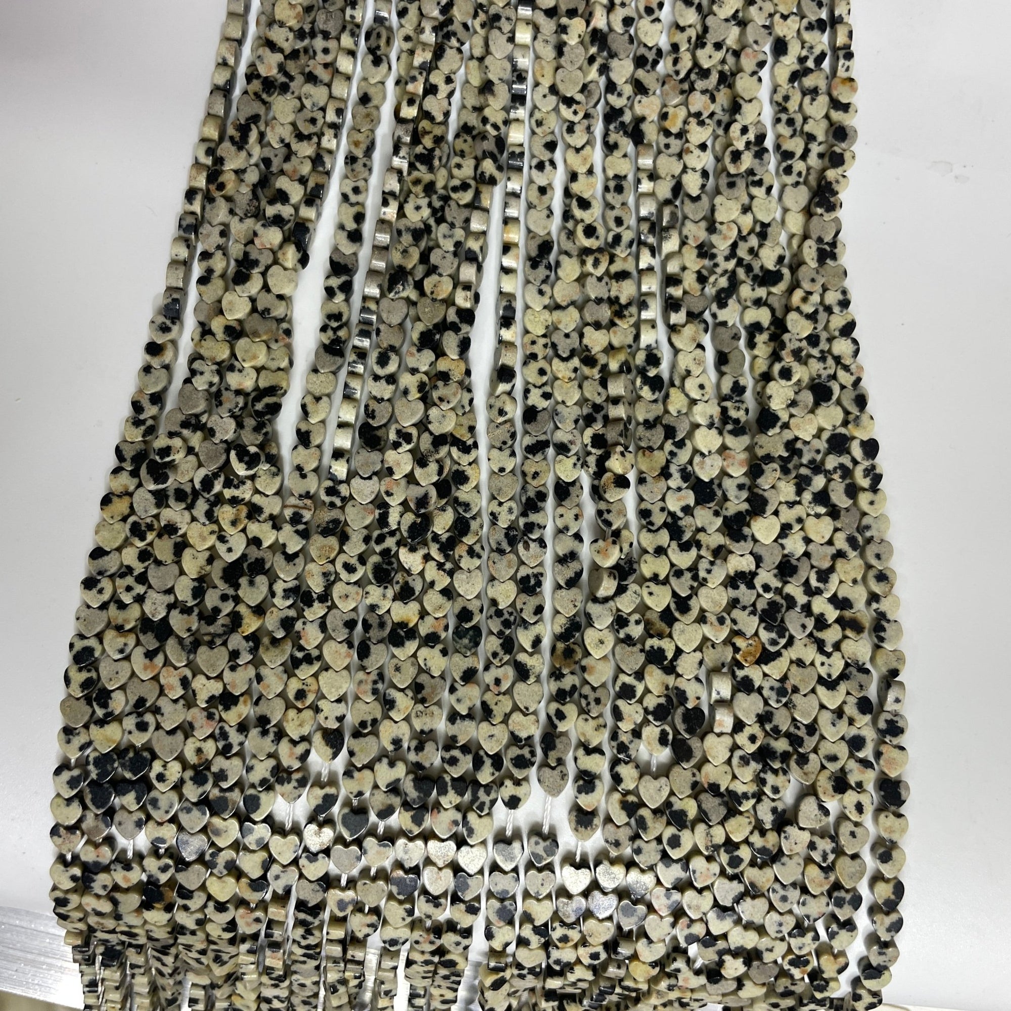 Dalmatian Jasper Double-Sided Flat Heart Shaped Bead Strand - RockZ Sourcing Hub