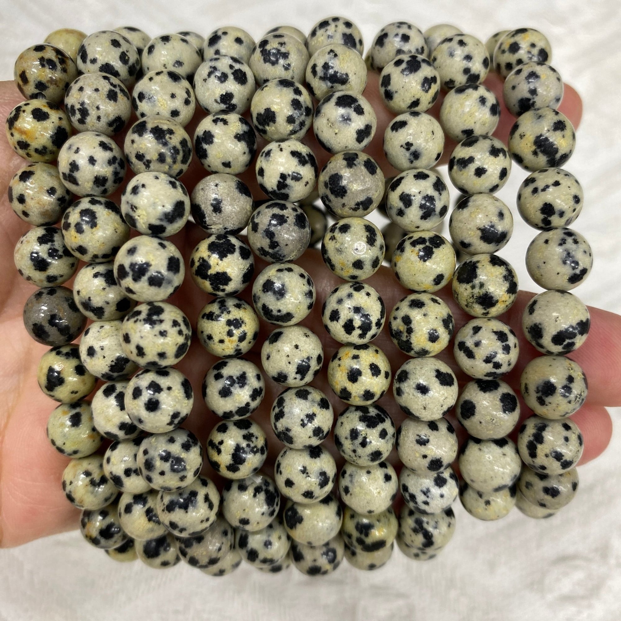Dalmatian Jasper Round Bead Stretch Bracelet - RockZ Sourcing Hub