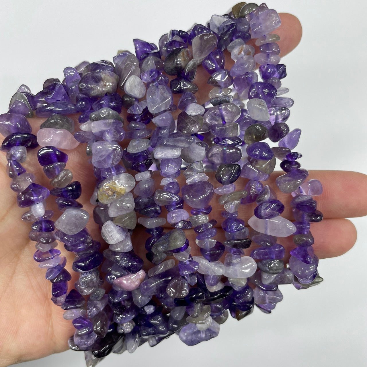 Dream Amethyst Drilled Chips Stretch Bracelet - RockZ Sourcing Hub