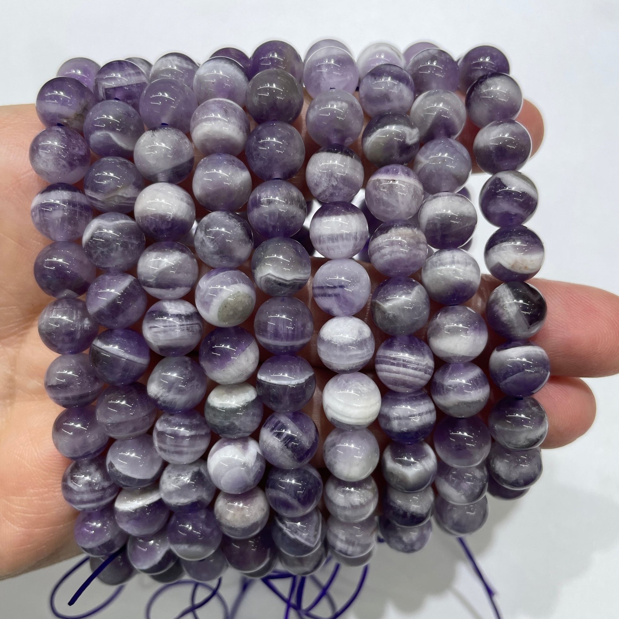 Dream Amethyst Round Bead Stretch Bracelet - RockZ Sourcing Hub