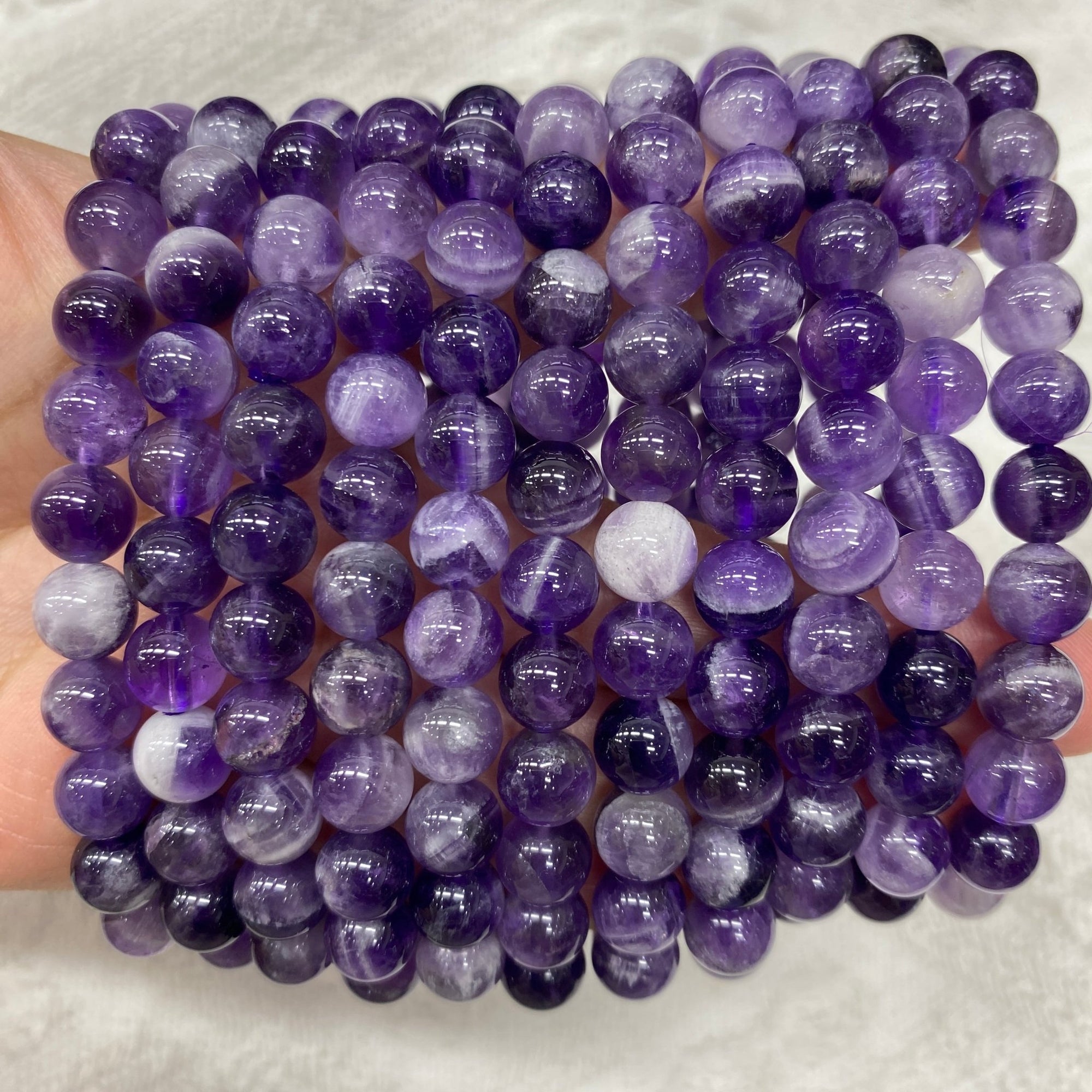 Dream Amethyst Round Bead Stretch Bracelet - RockZ Sourcing Hub