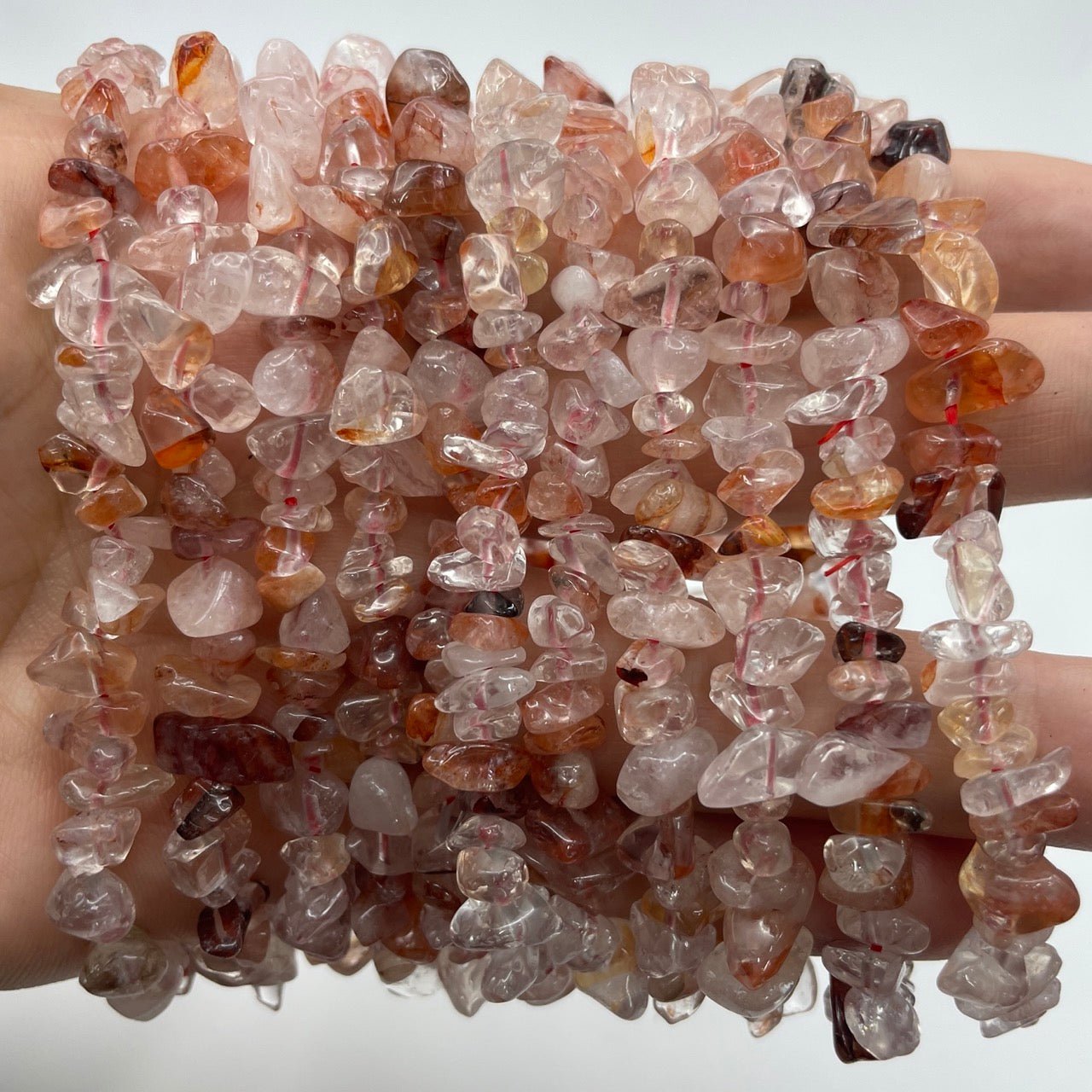 Fire Quartz Drilled Chips Stretch Bracelet - RockZ Sourcing Hub