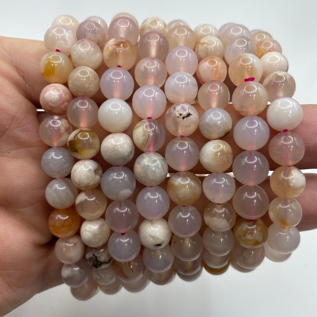 Flower Agate Round Bead Stretch Bracelet - RockZ Sourcing Hub