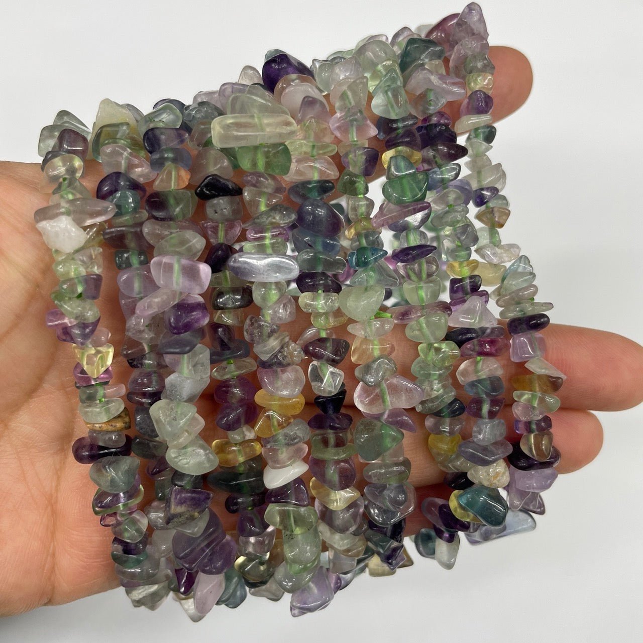 Fluorite Drilled Chips Stretch Bracelet - RockZ Sourcing Hub