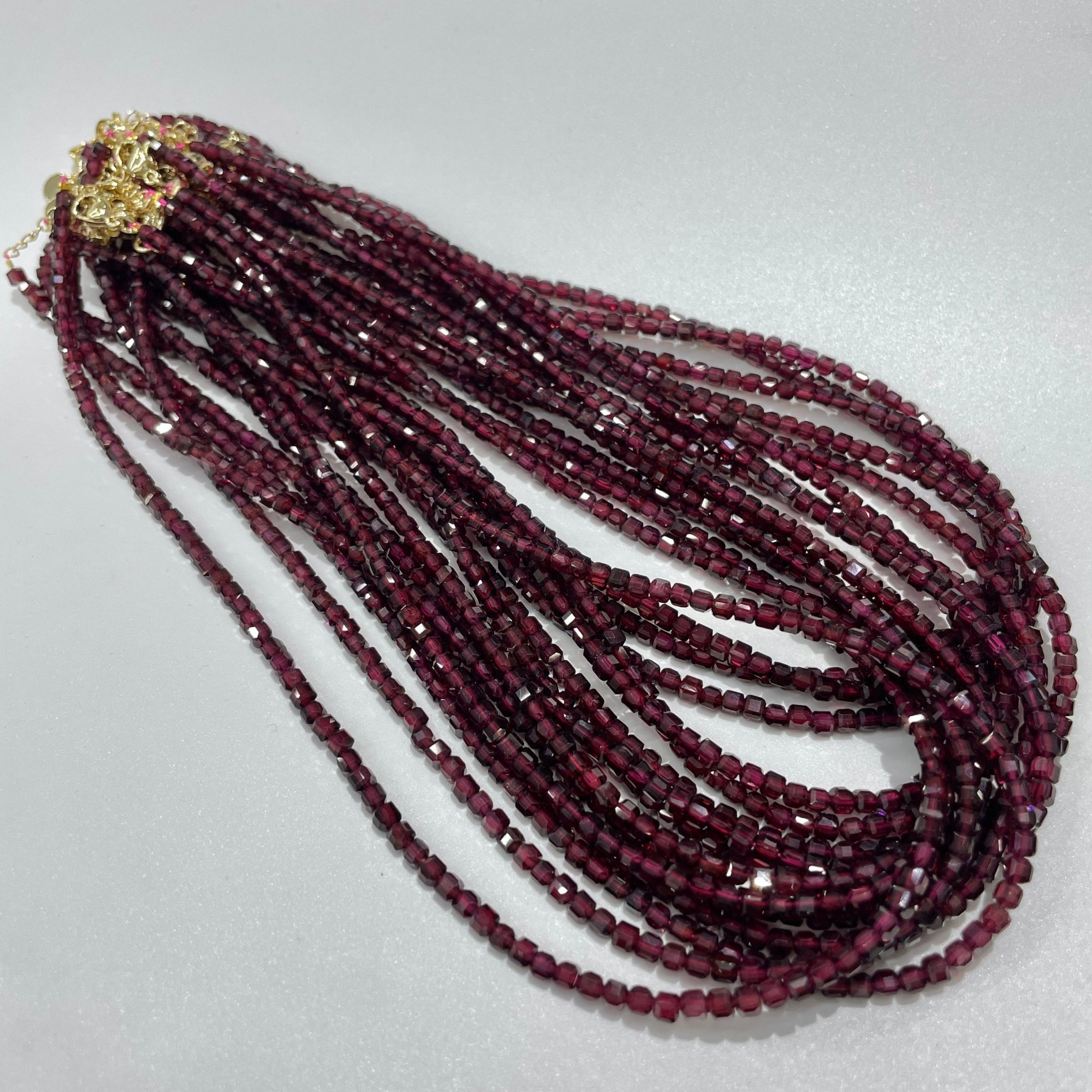 Garnet Micro Faceted Cube Collar Necklace - RockZ Sourcing Hub
