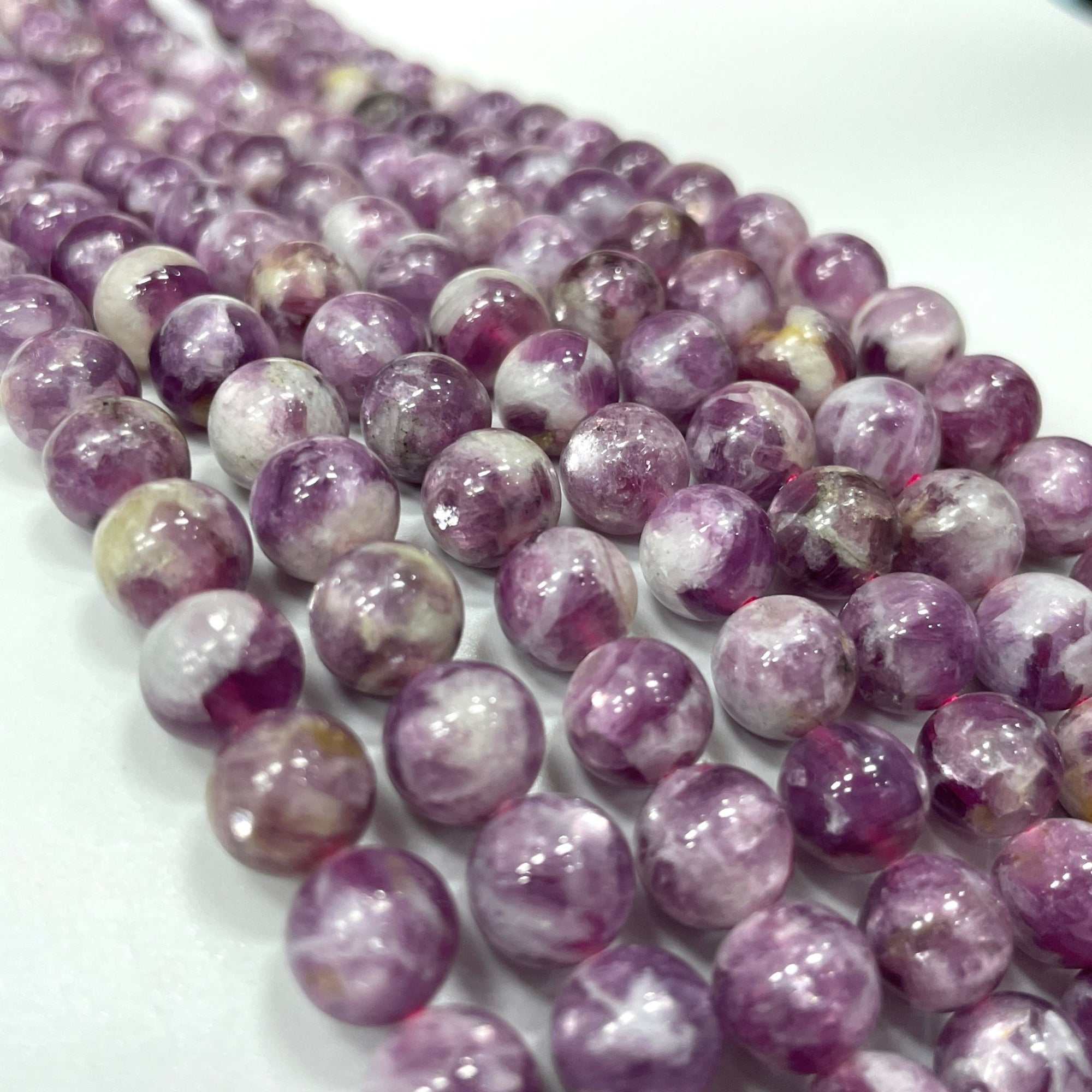 Gem Purple Mica/Lepidolite in Quartz Bead Strand - RockZ Sourcing Hub