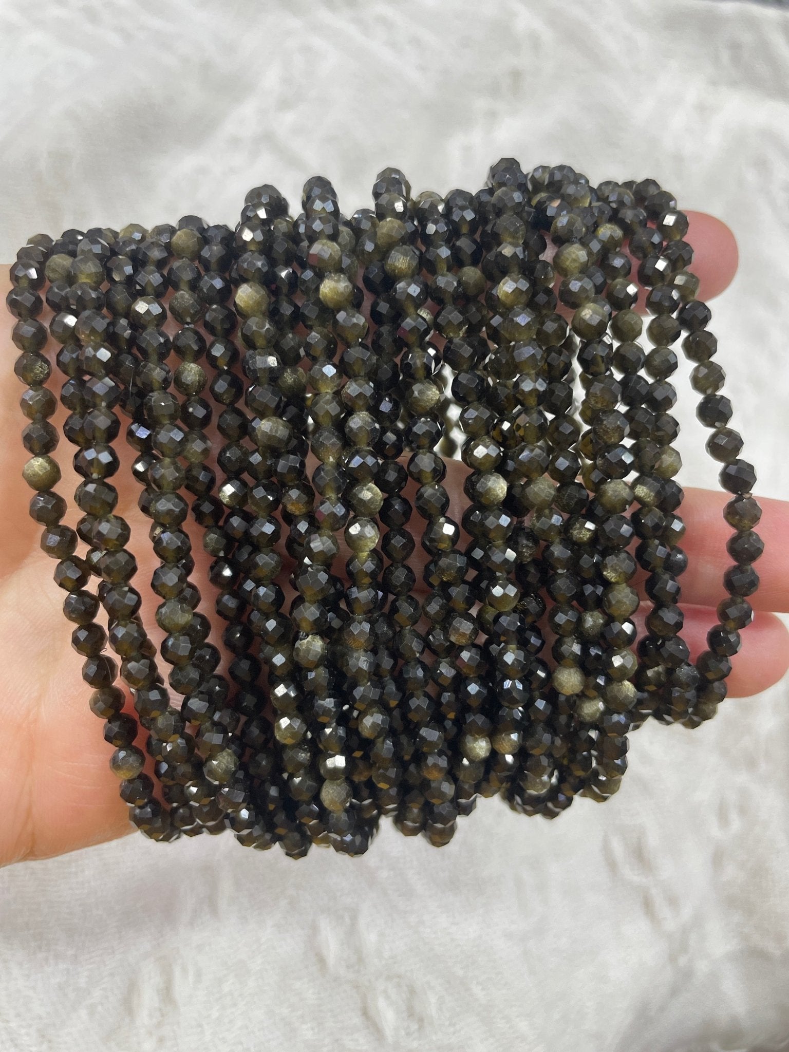Golden Obsidian Faceted Bead Stretch Bracelet - RockZ Sourcing Hub