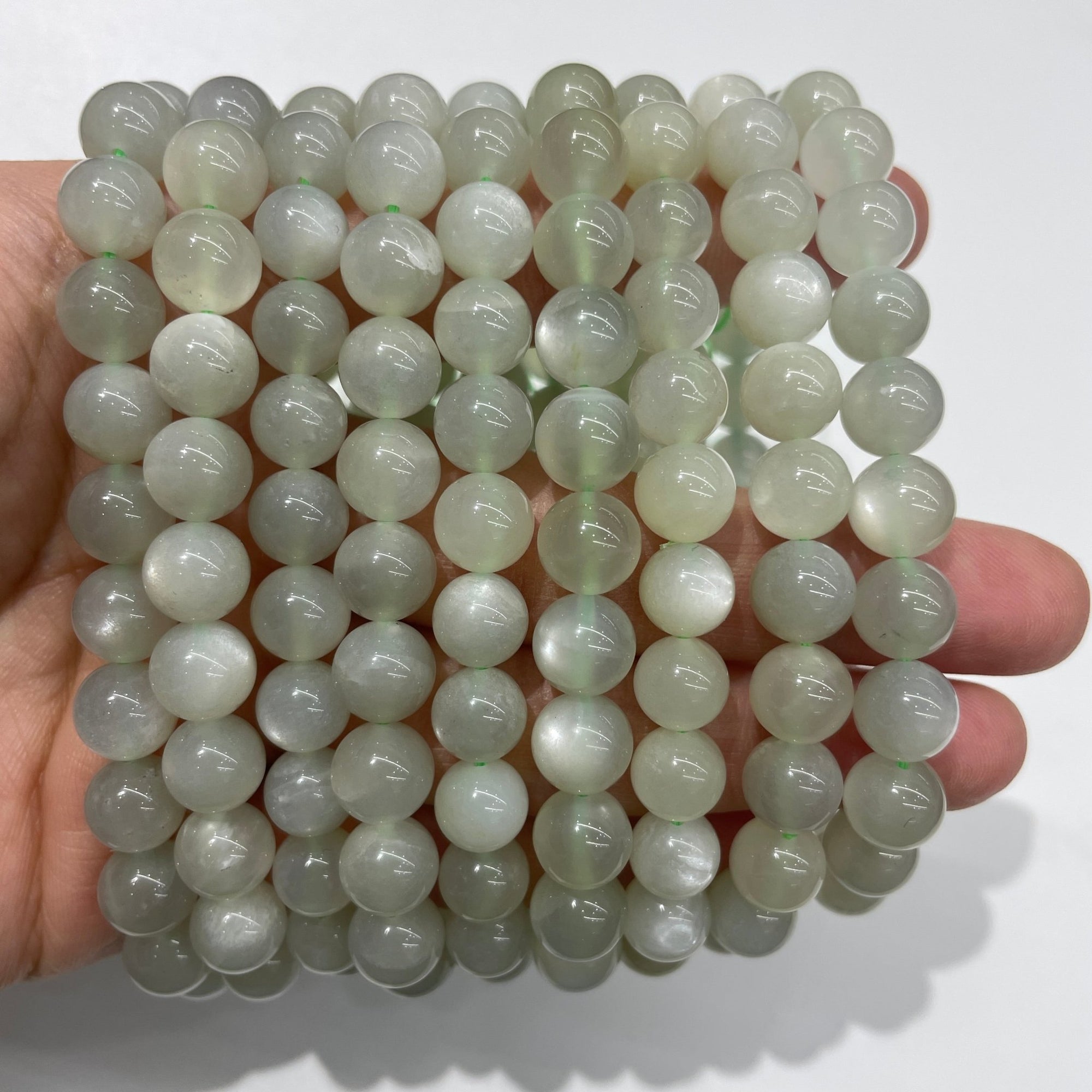 Green Moonstone Round Bead Stretch Bracelet - RockZ Sourcing Hub
