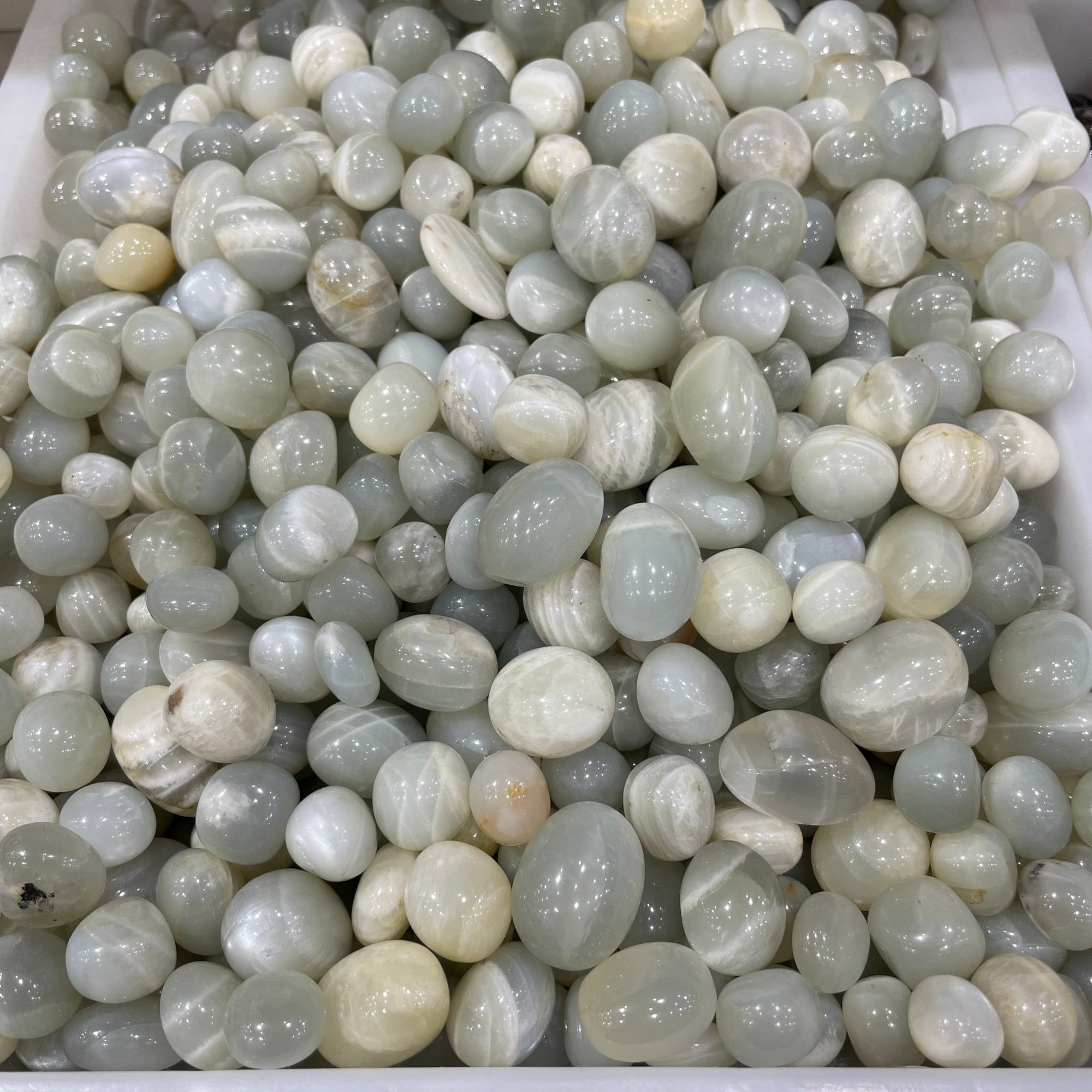 Green Moonstone Tumblestone - RockZ Sourcing Hub