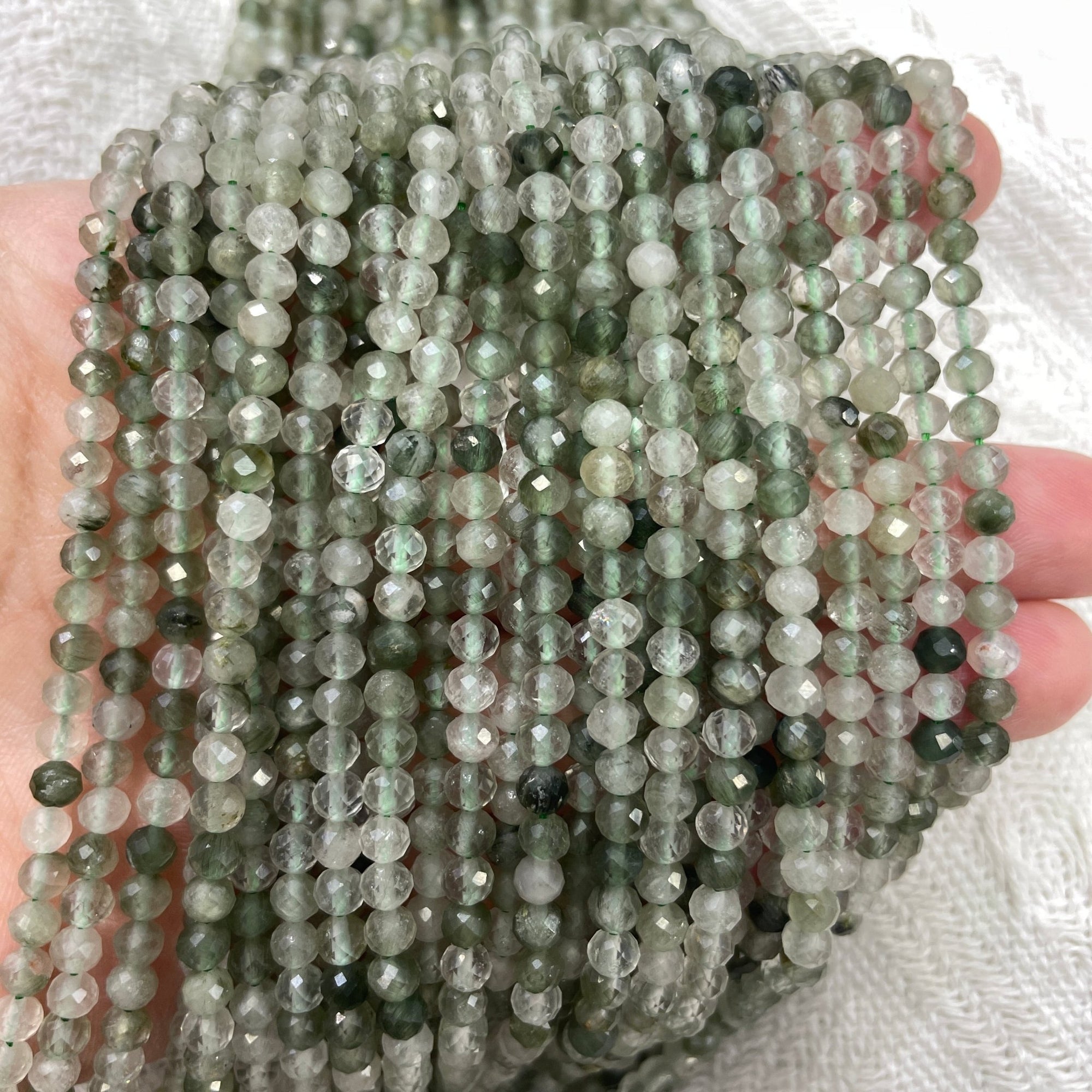 Green Rutilated Quartz Faceted Bead Strand - RockZ Sourcing Hub