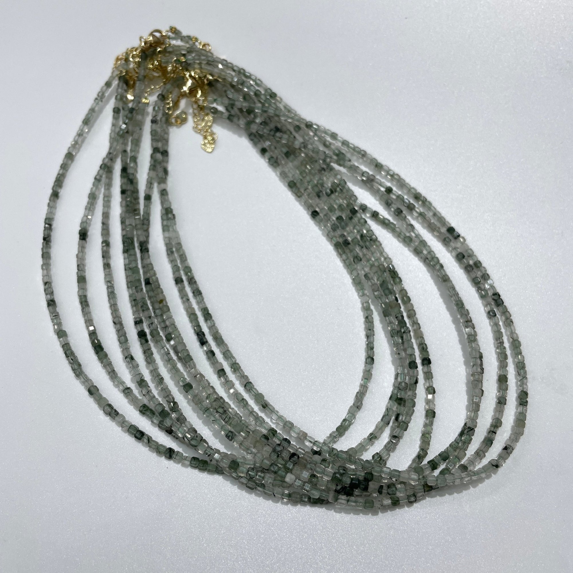 Green Rutilated Quartz Micro Faceted Cube Collar Necklace - RockZ Sourcing Hub